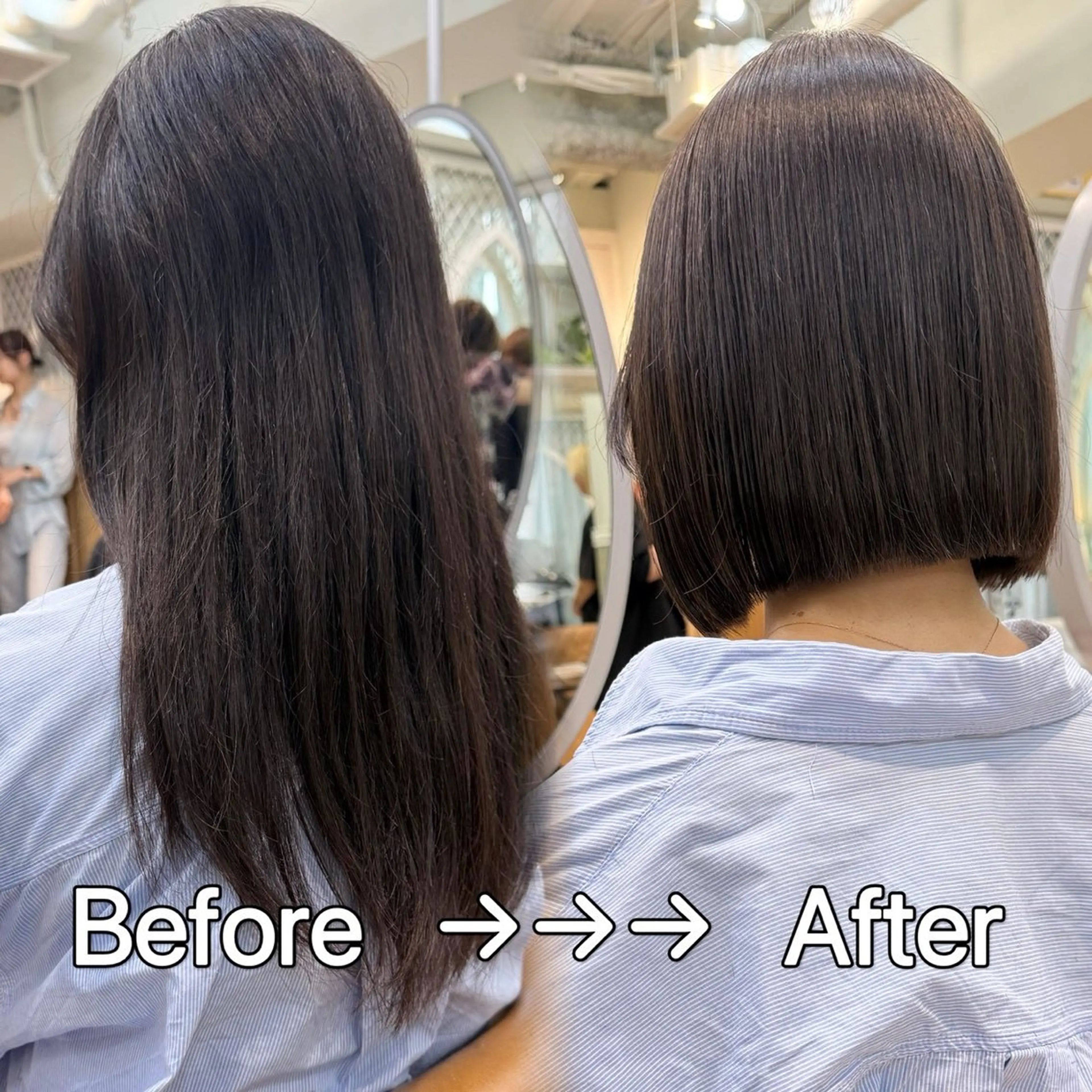 ミディアム カット 縮毛矯正 トリートメント Lond bla-maのヘアスタイル