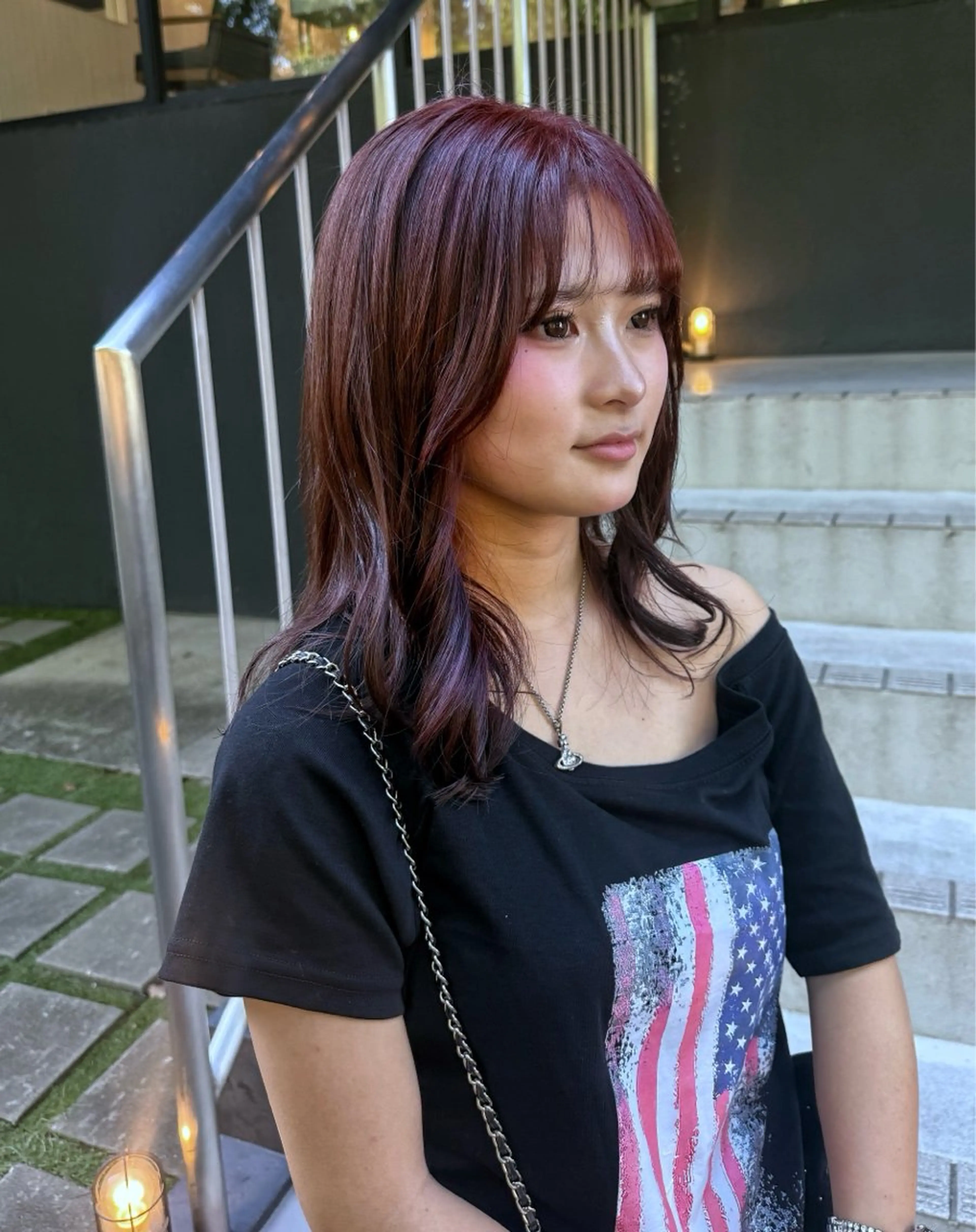 セミロング ヘアカラー 名田 凌佑のヘアスタイル