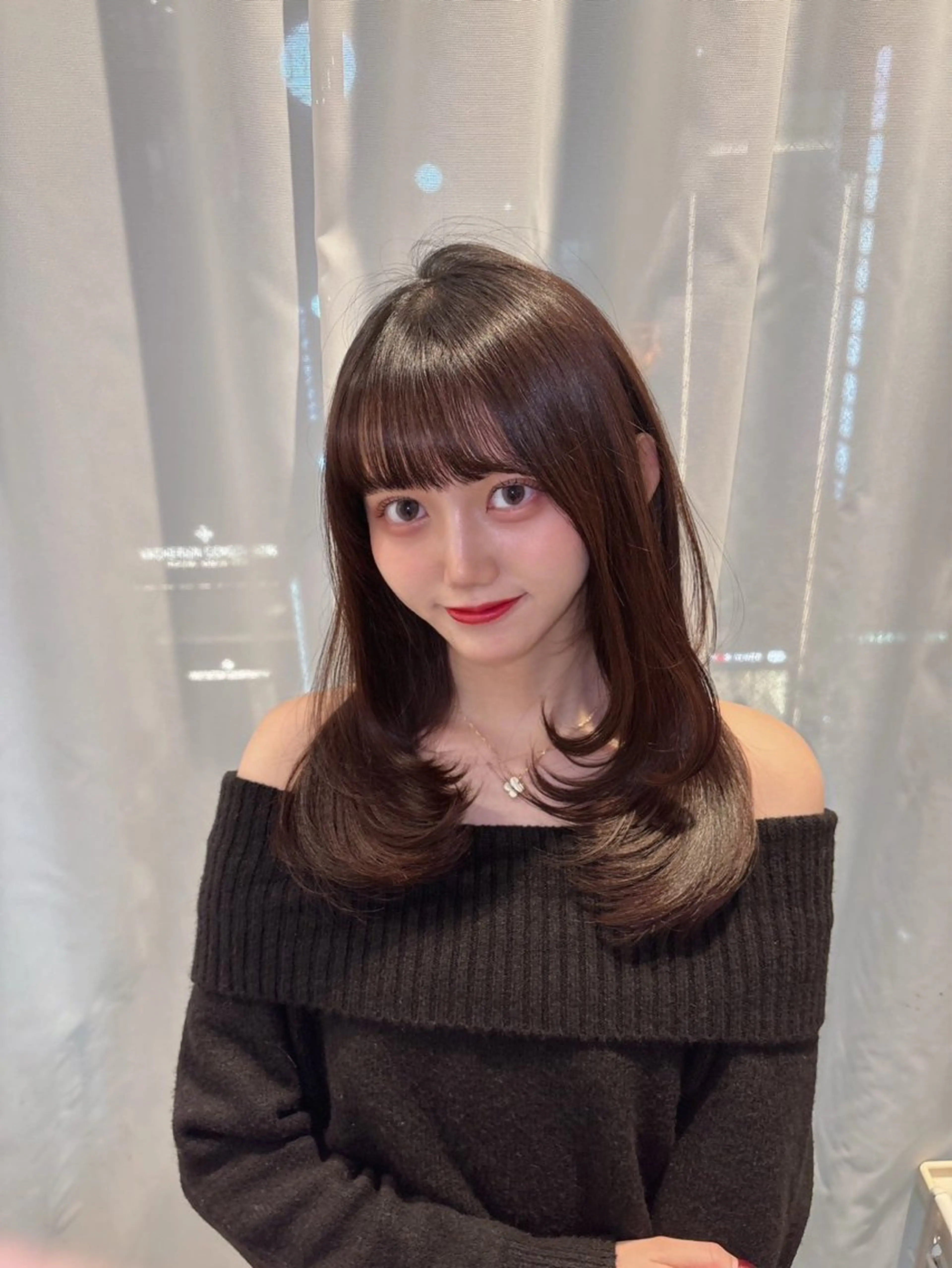 ロング 赤み消し透明感カラー 似合わせ前髪柴田礼空のヘアスタイル