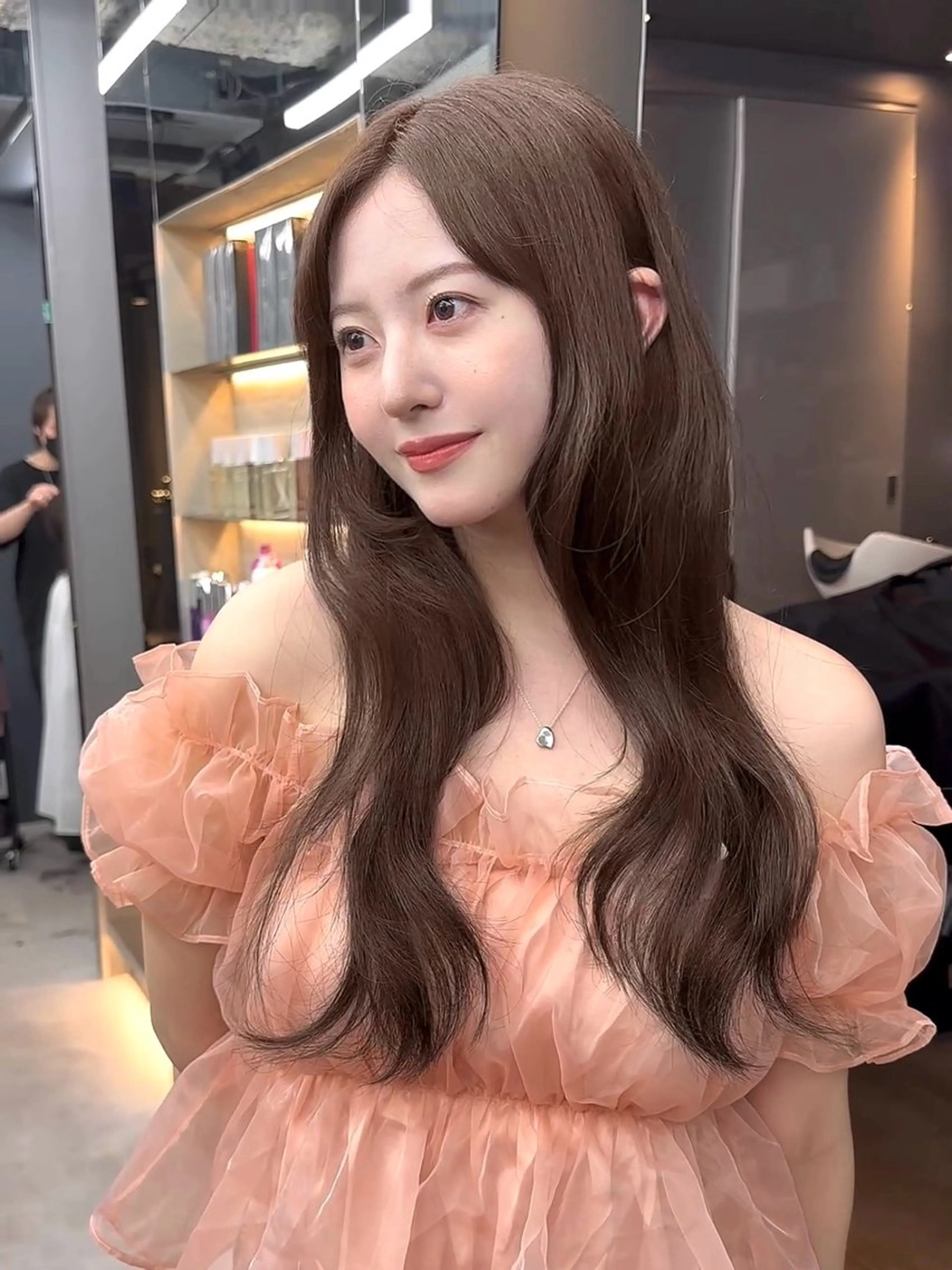 セミロング カット ヘアカラー トリートメント 韓国/ワンホンヘア 髪質改善/MaCoのヘアスタイル