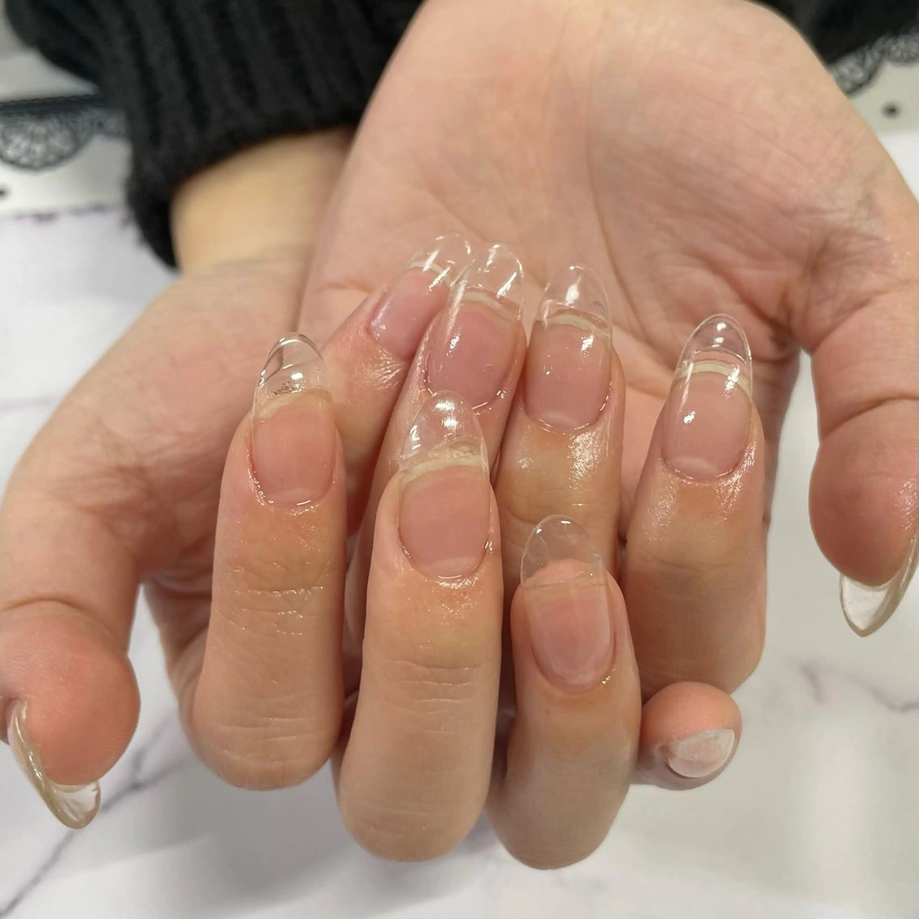 ネイル クリアネイル ジェルネイル スカルプネイル 奥園 良恵のネイルデザイン