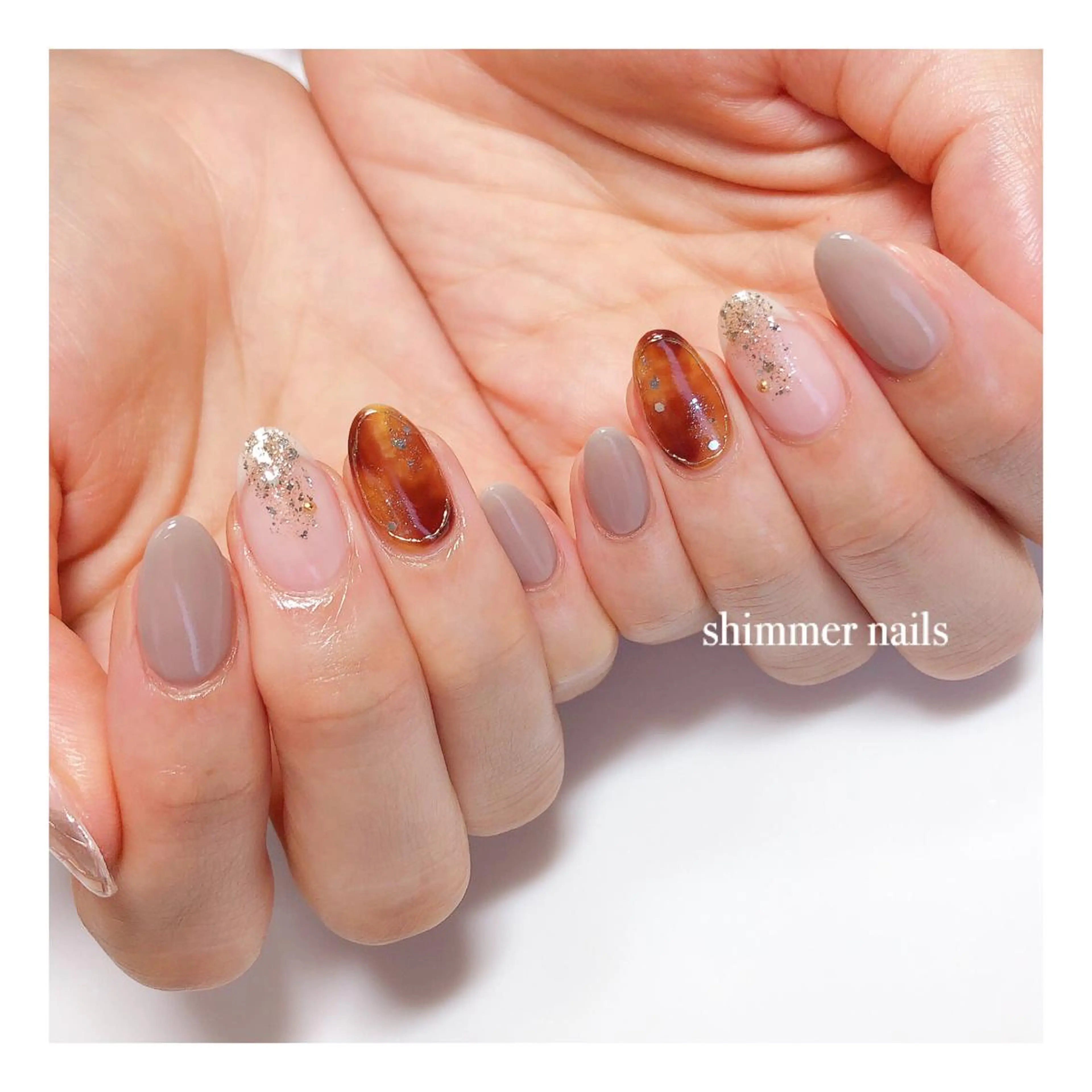 ネイル べっ甲ネイル ハンドネイル shimmer nailsのネイルデザイン
