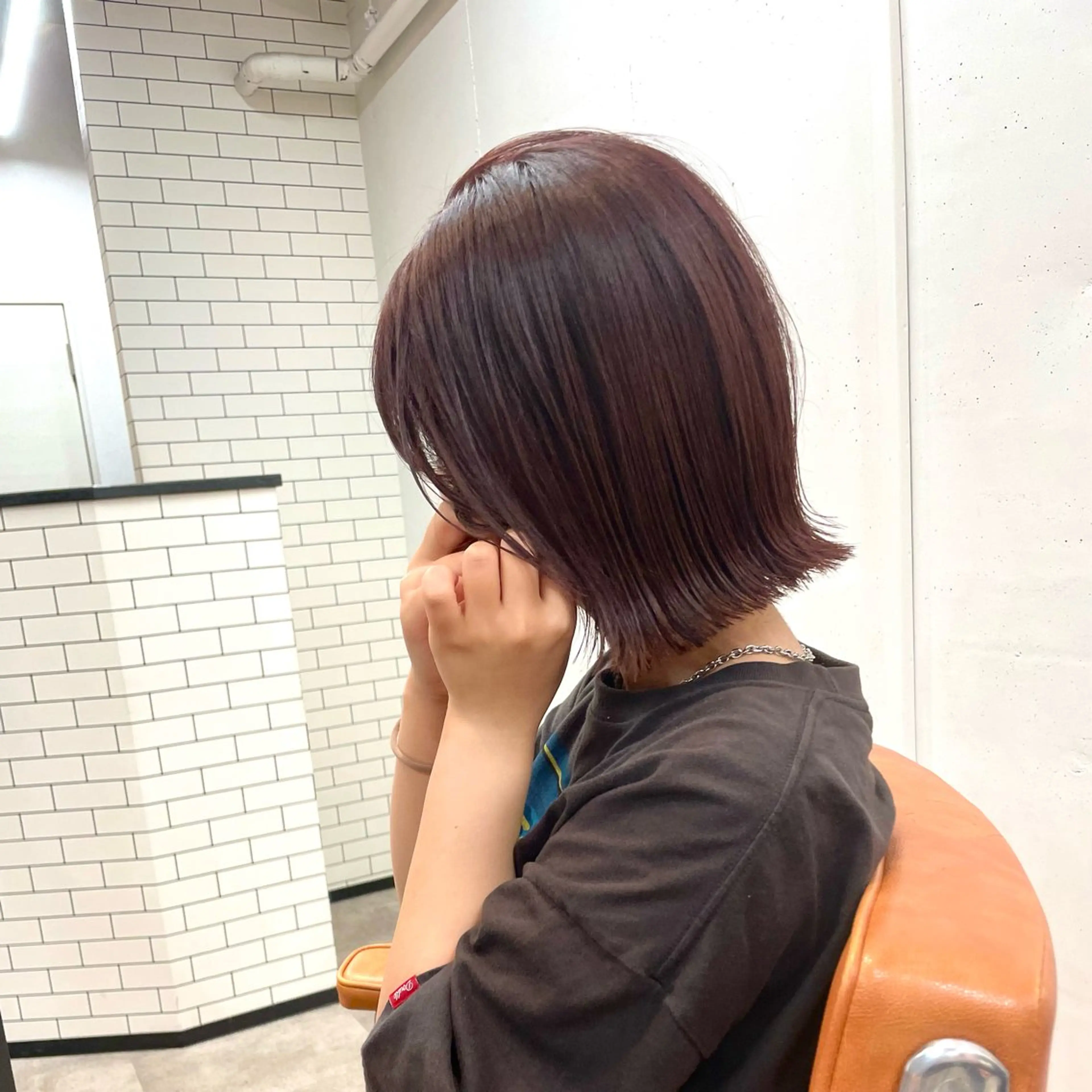 ミディアム カラー ボブ 顔周りカット 似合わせカット 小顔カット カット ヘアカラー 久保田 千尋のヘアスタイル
