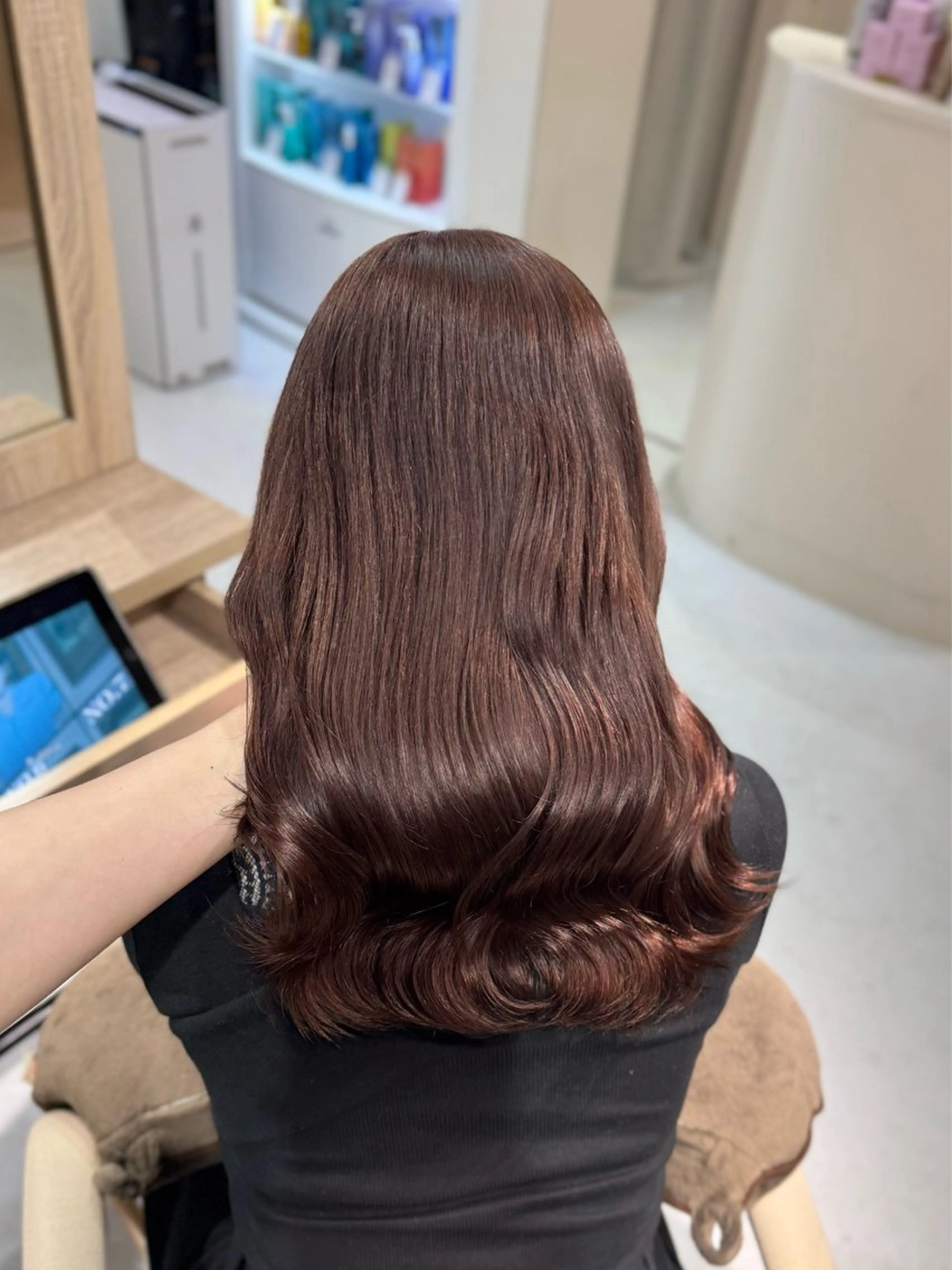 セミロング ピンクブラウン カット ヘアカラー jupreÿ 𝒔𝒂𝒚𝒂🍓のヘアスタイル