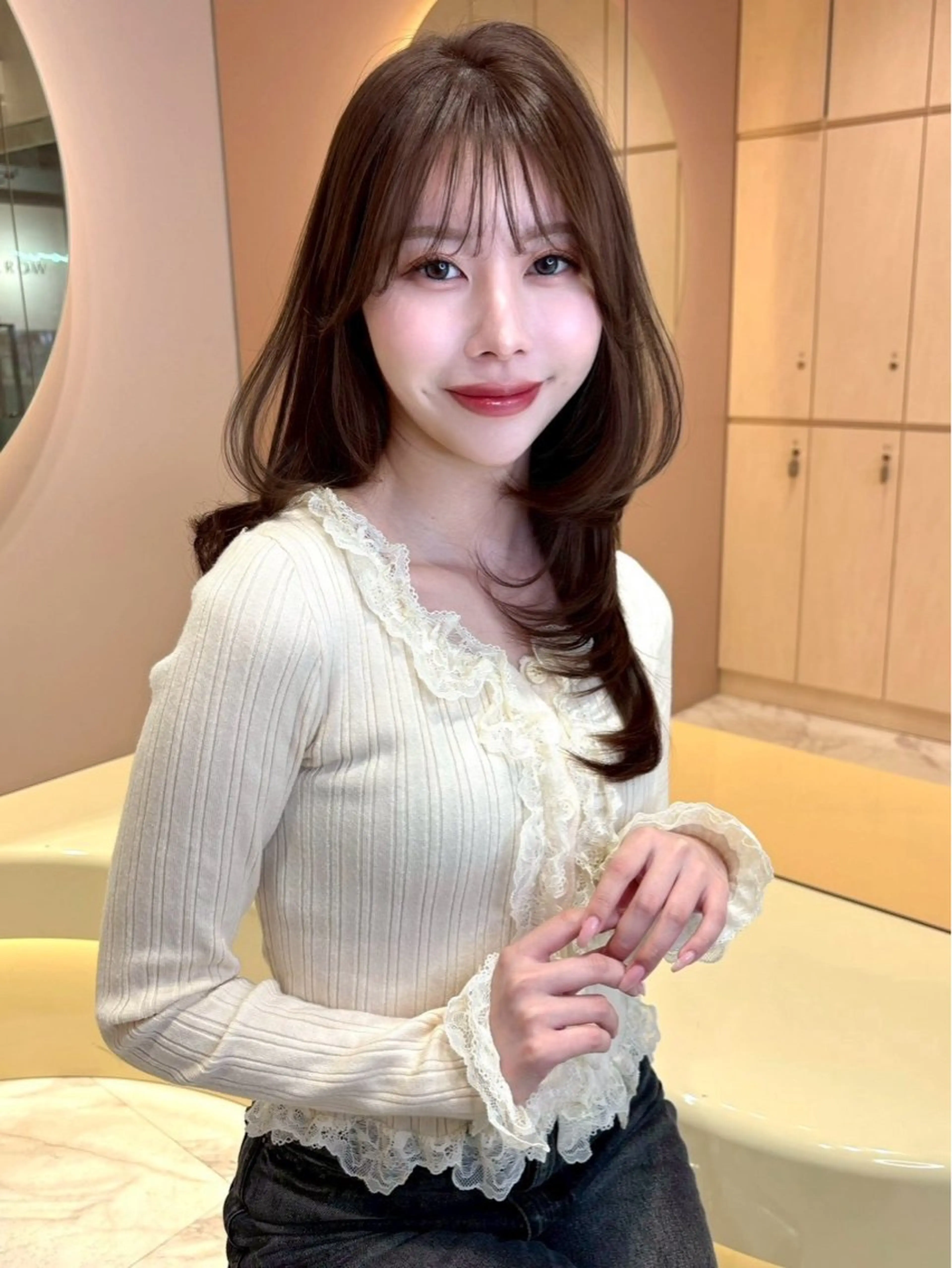 ロング カラー ハイレイヤー レイヤーカット カット ヘアカラー 髪質改善/はるみ🌙 韓国レイヤーのヘアスタイル