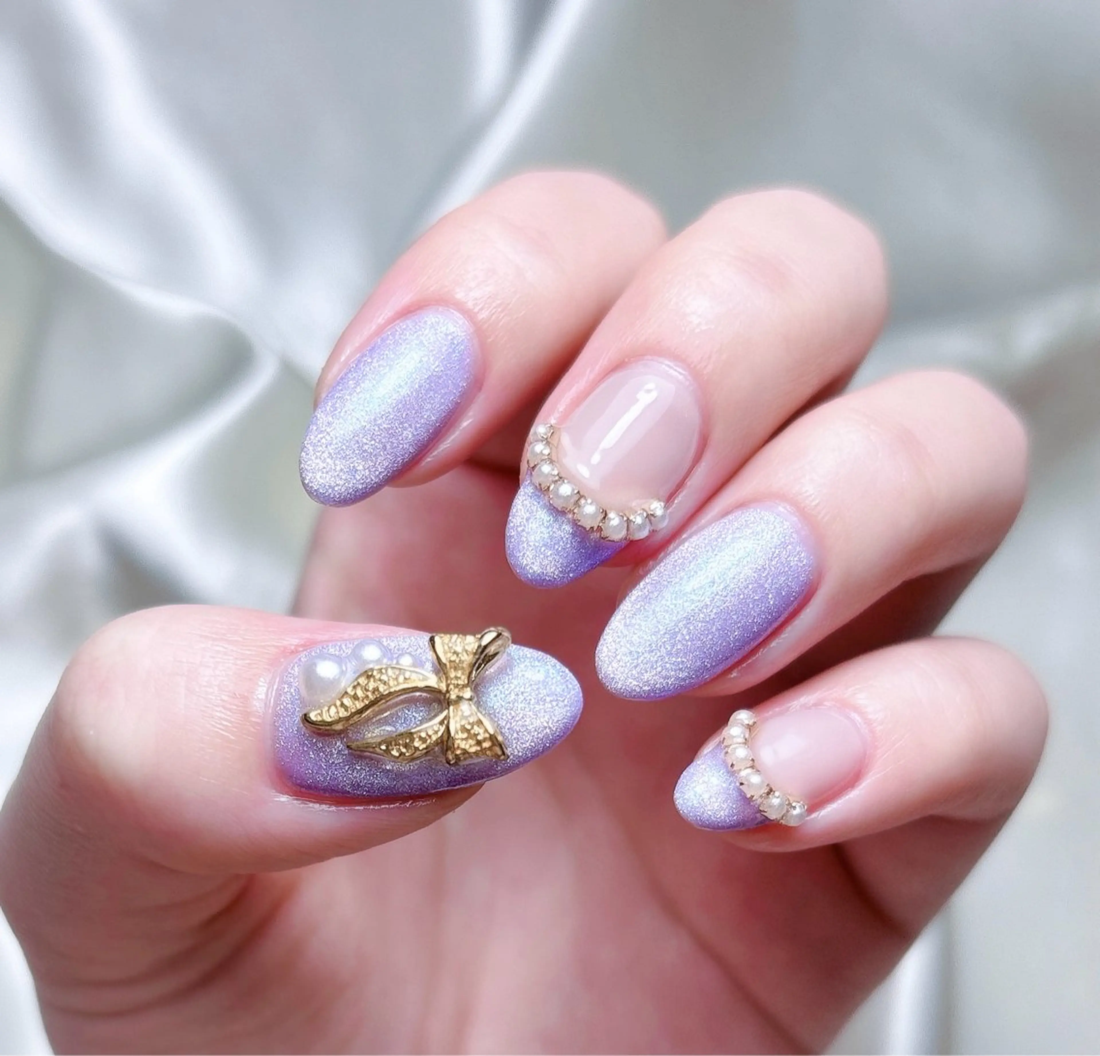 ネイル マグネットネイル パープル ハンドネイル FLARE NAIL フレアネイルのネイルデザイン
