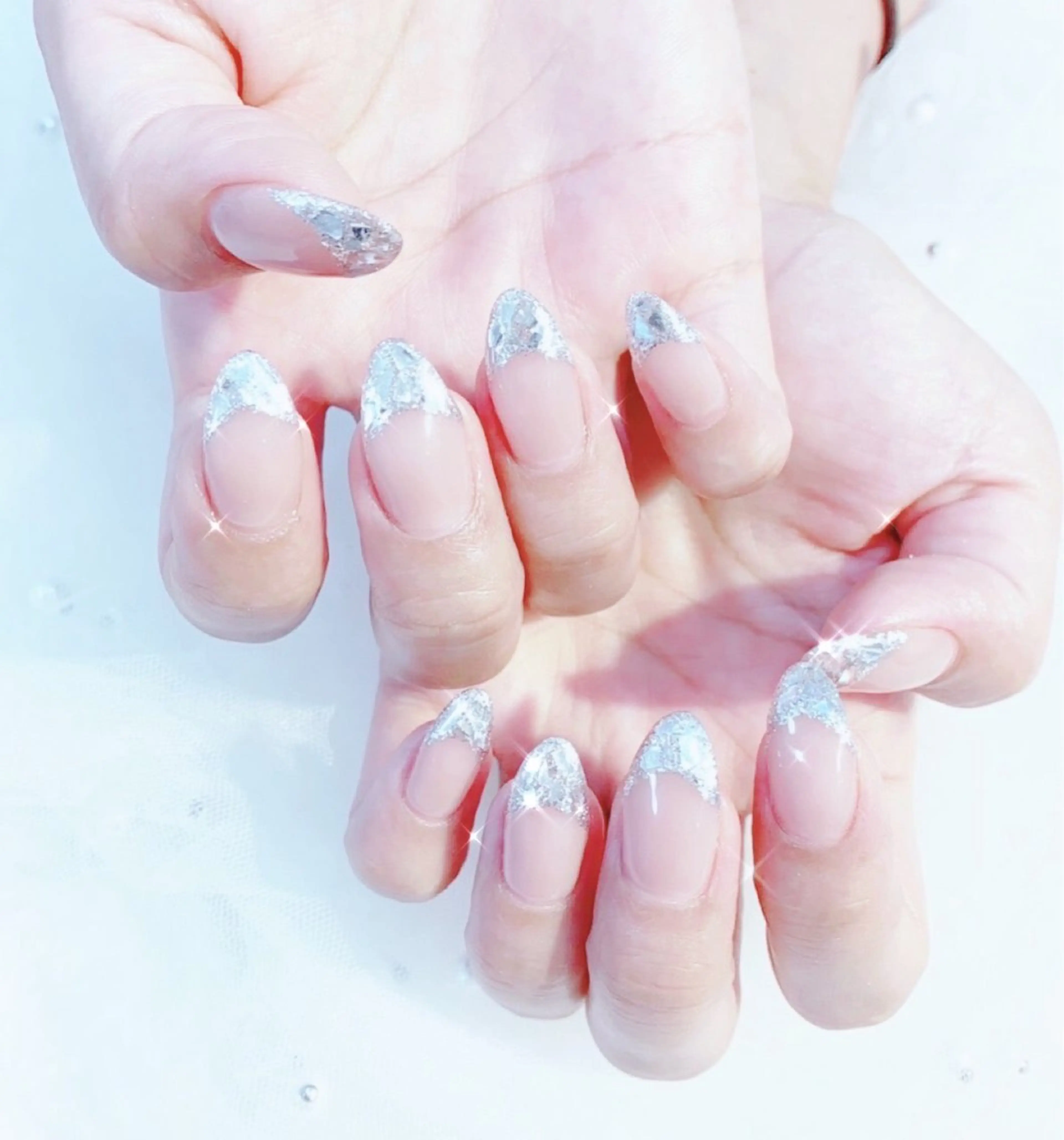 ネイル フットネイル フレンチネイル ジェルネイル ガラスフレンチ ハート 大門浜松町 ネイルのネイルデザイン