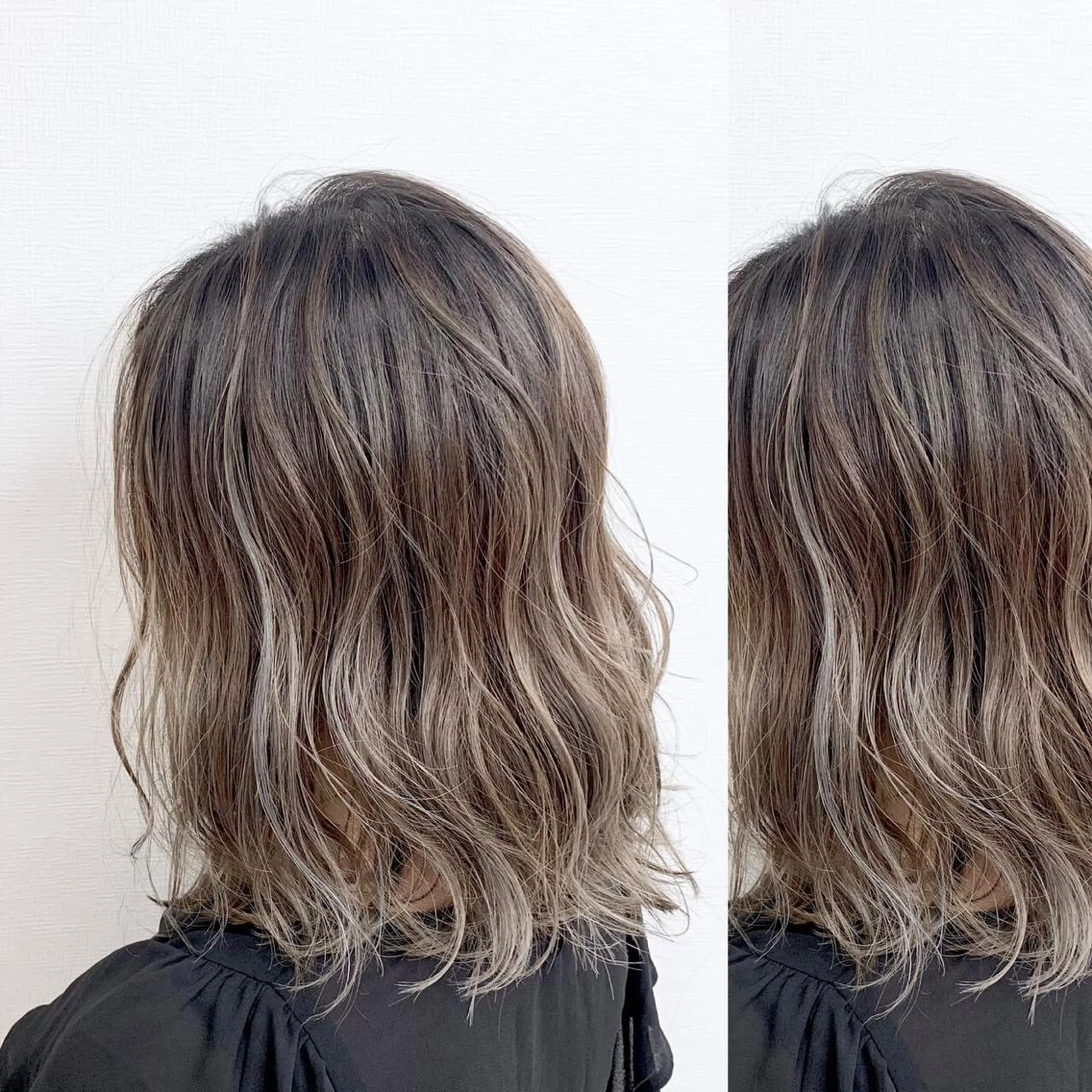 ミディアム カラー JuNブリーチに 縮毛矯正するプロのヘアスタイル