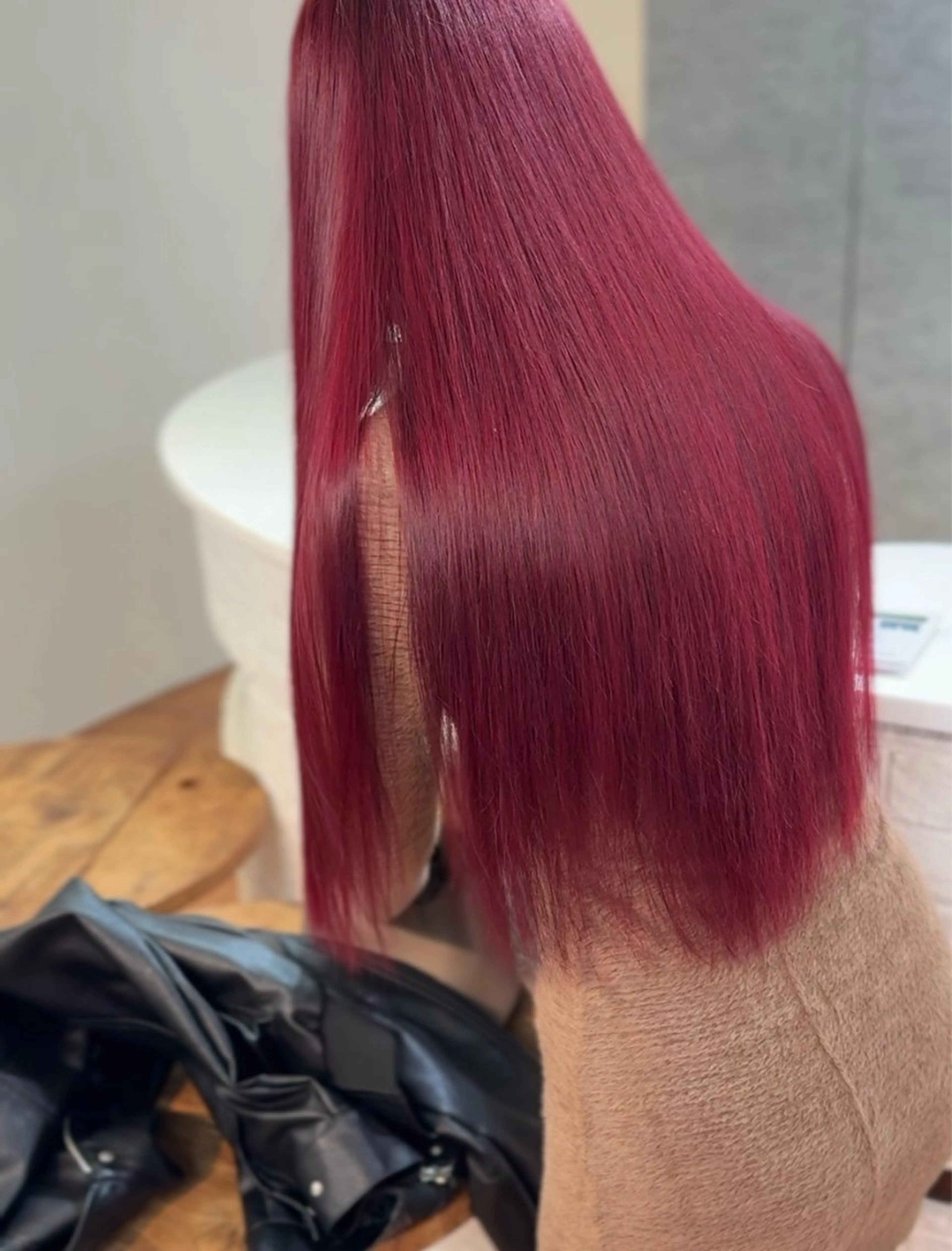 ロング ブリーチなしピンク 縮毛艶髪矯正/吉村のヘアスタイル