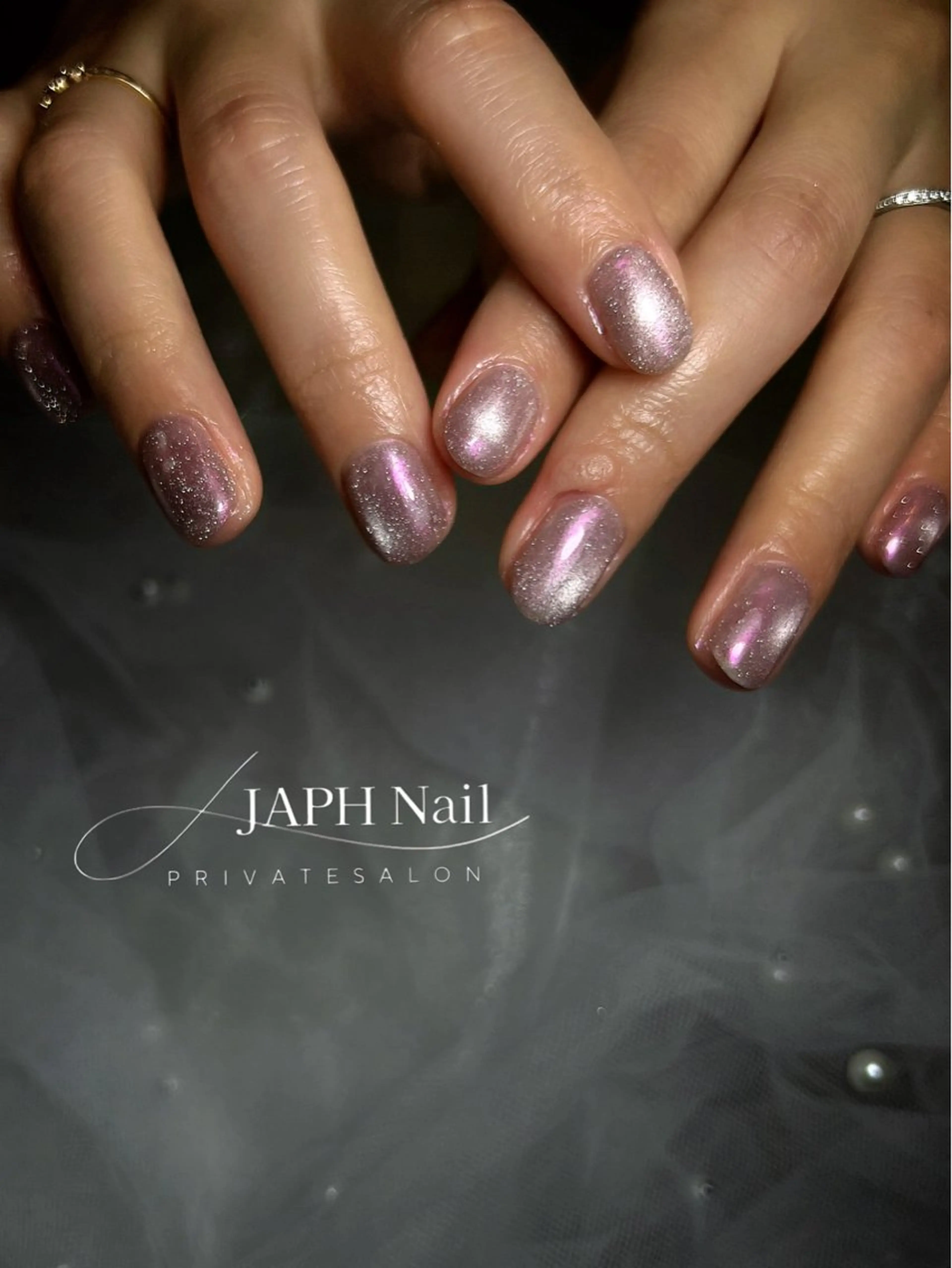 ネイル フラッシュネイル フラッシュマグ フレンチネイル ロングネイル マグネットネイル NailSalon /JAPHのネイルデザイン
