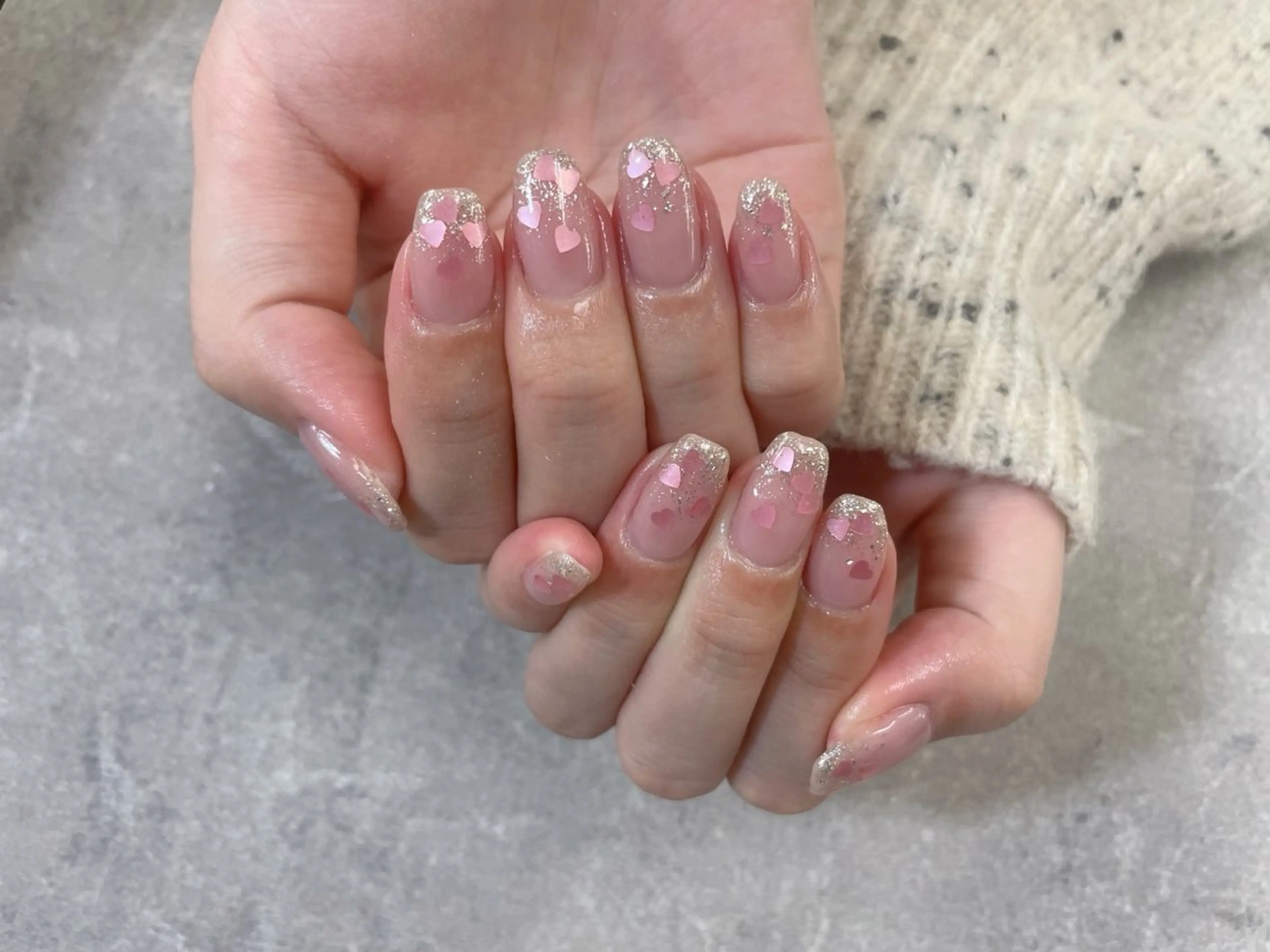 ネイル ハート キラキラネイル ラメ(グリッター) バレンタイン ハンドネイル foglia❁﻿. ⌇﻿imamuraのネイルデザイン