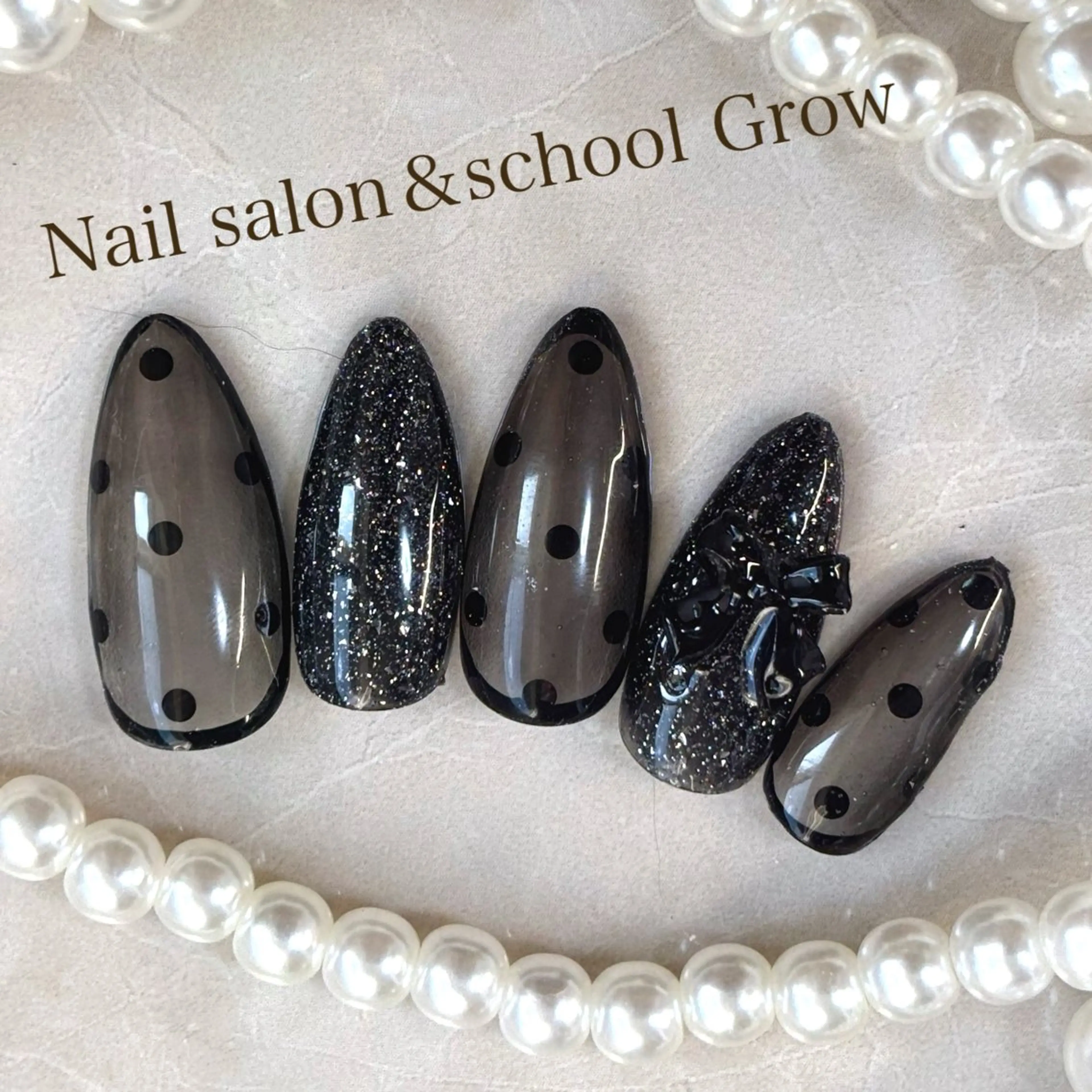 ネイル リボン ワンホンネイル ハンドネイル 認定講師⭐️歴20年 サロン&スクールのネイルデザイン