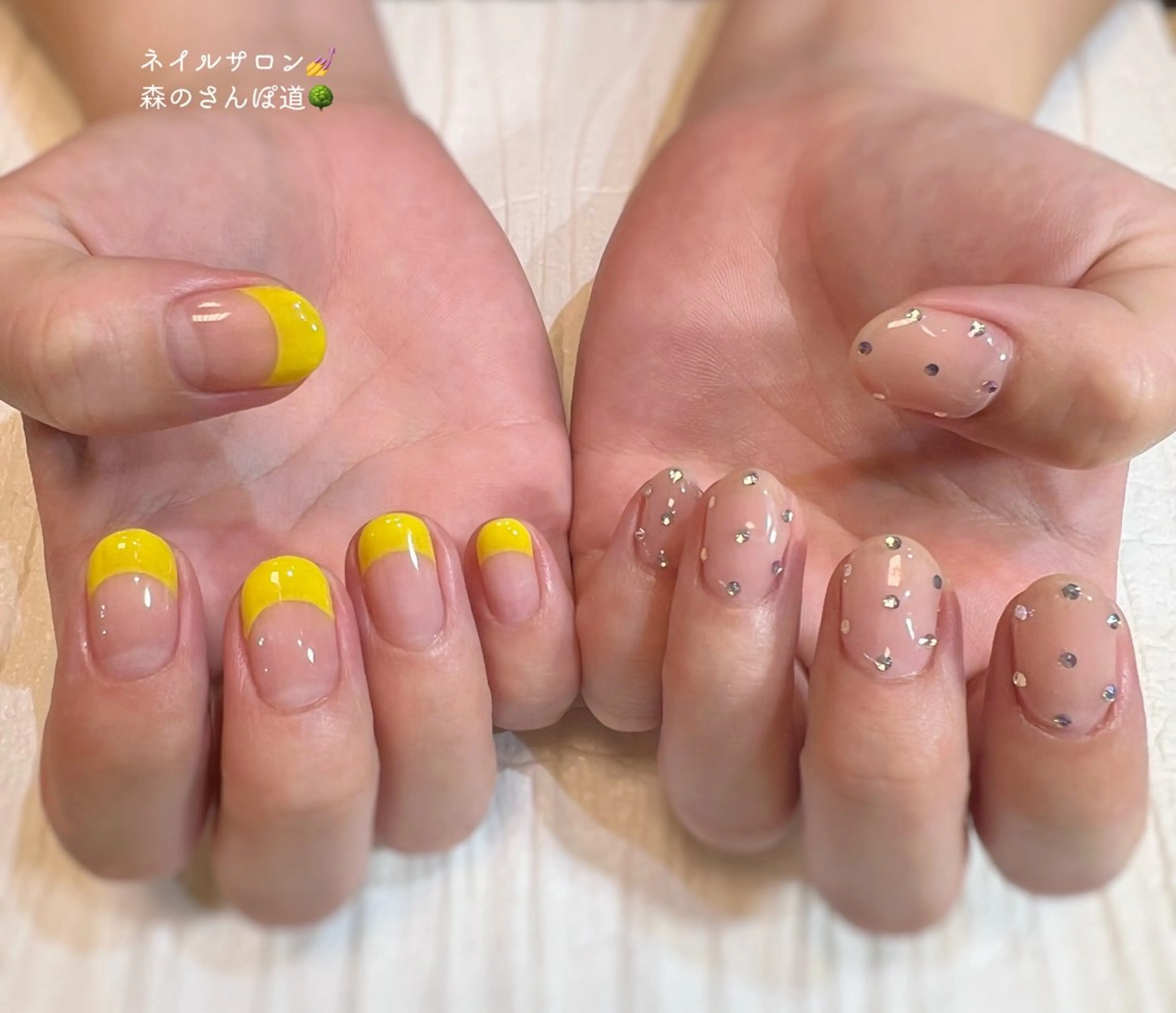 ネイル ハンドネイル ショートネイル 森のさんぽ道のネイルデザイン