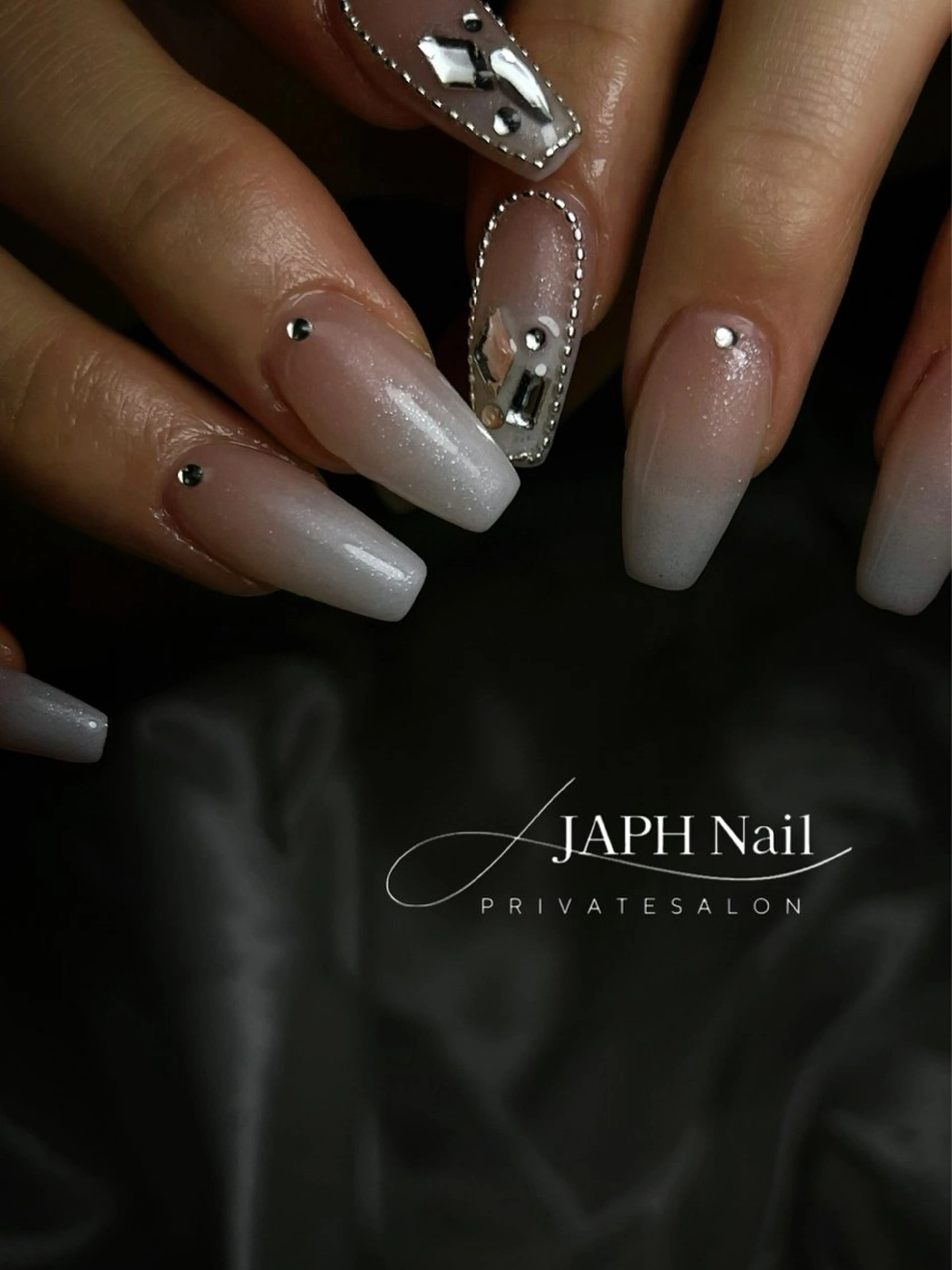 ネイル フラッシュネイル フレンチネイル ロングネイル マグネットネイル 持ち込み NailSalon /JAPHのネイルデザイン
