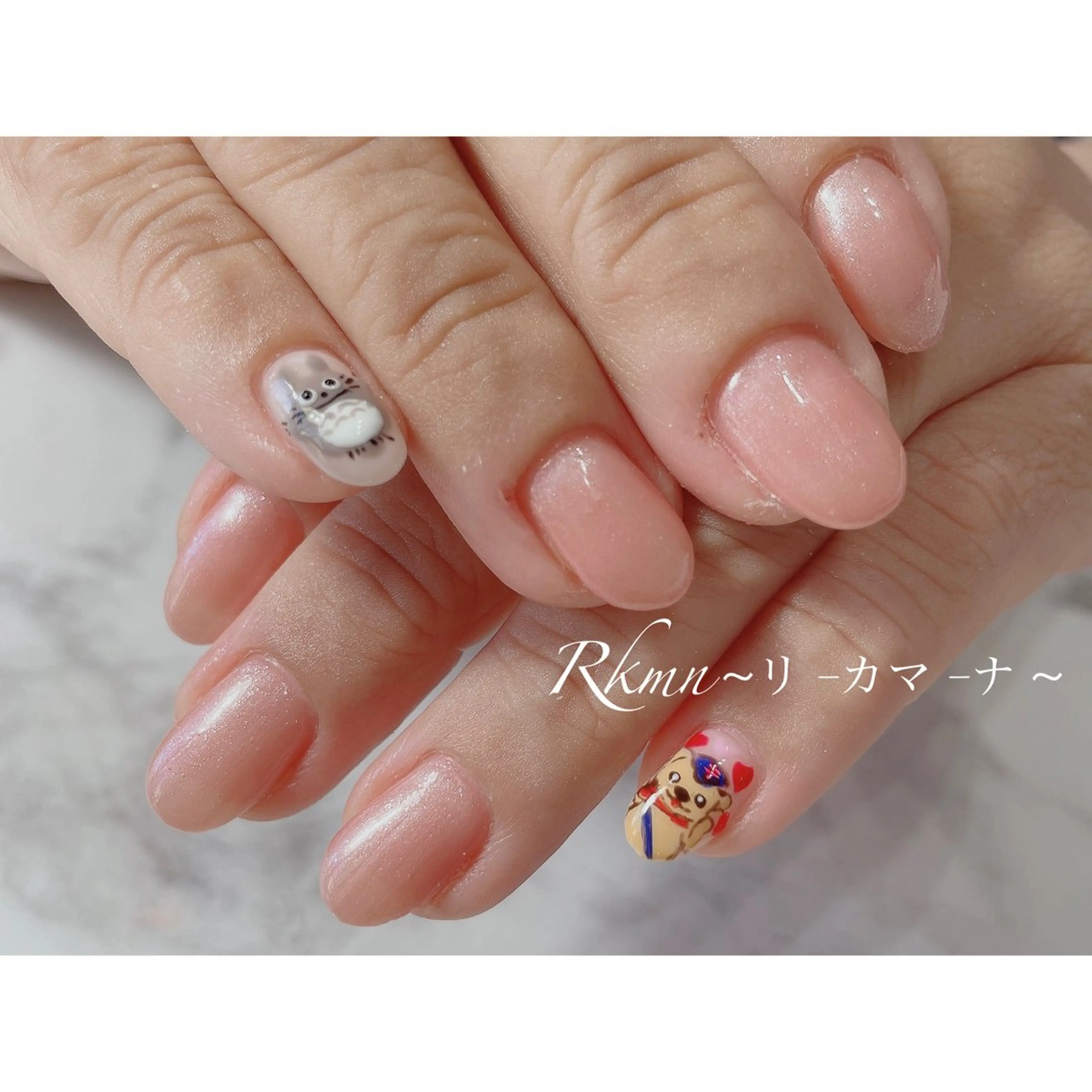 ネイル アートネイル ピンク 春ネイル ハンドネイル フットネイル ハンドケア Rkmn ~リ-カマ-ナ~のネイルデザイン