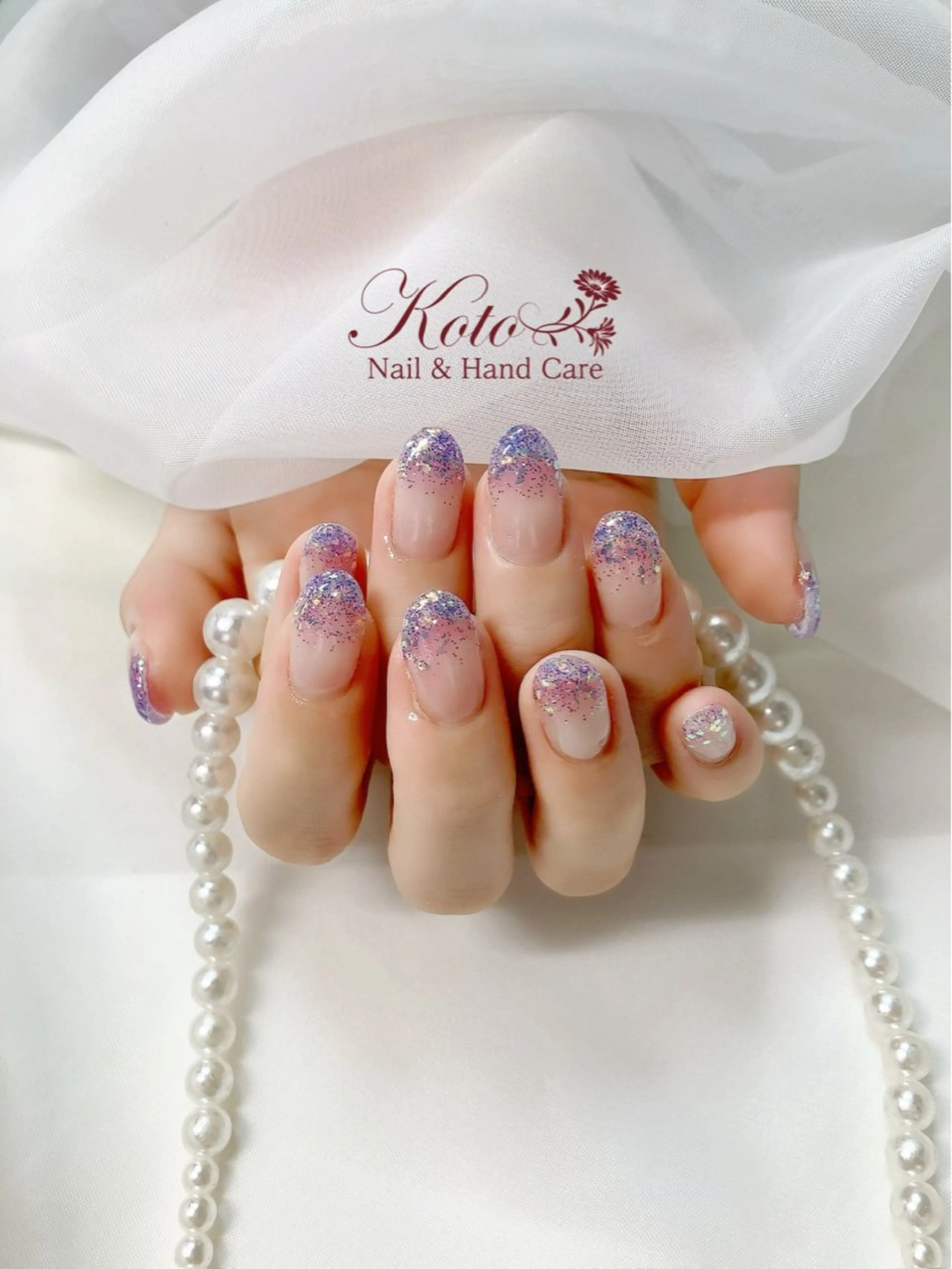 ネイル 長さ出し ジェルネイル ラメ(グリッター) ラメグラデーション 持ち込み ハンドネイル Nail Salon KOTOのネイルデザイン