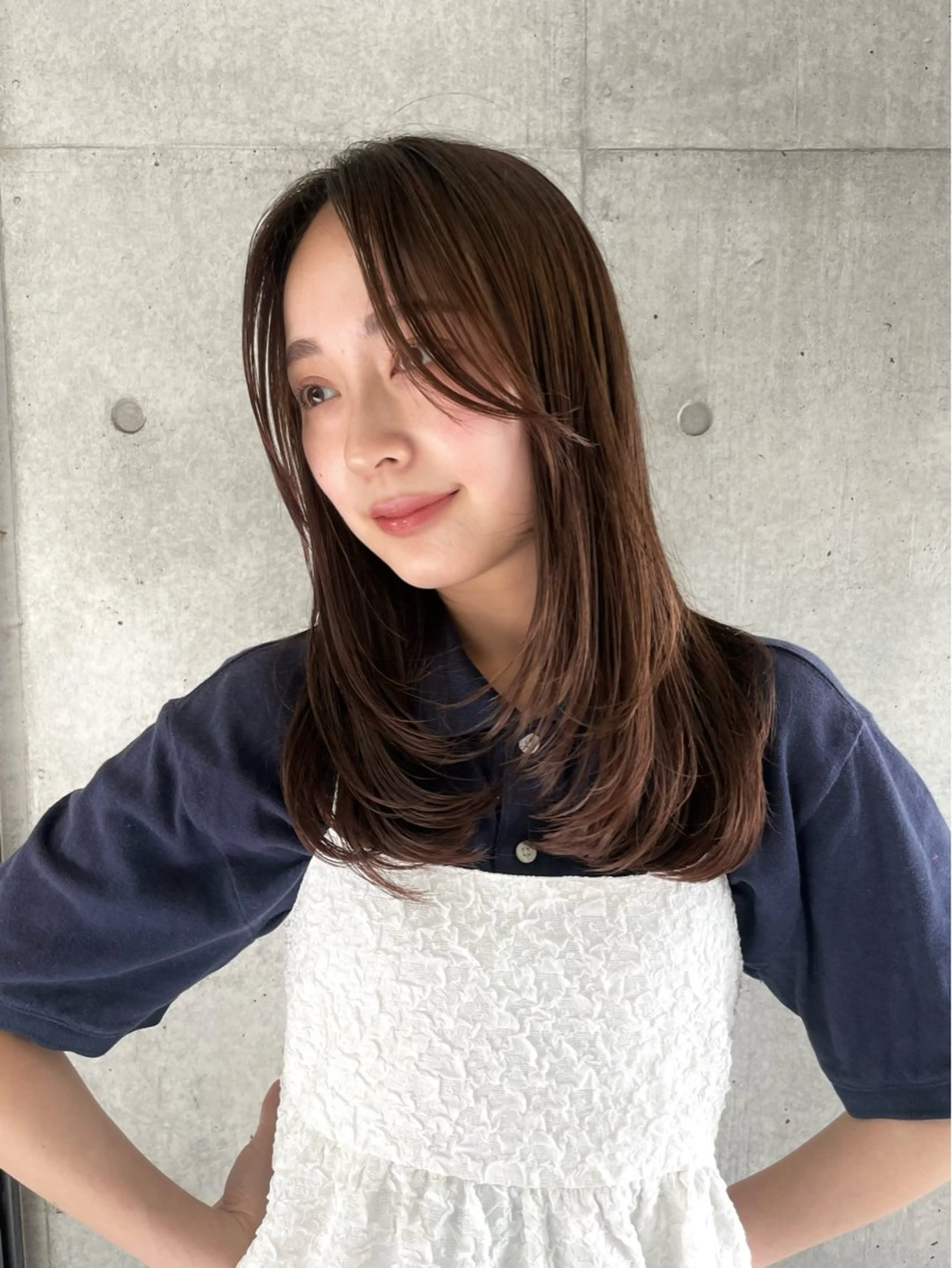 セミロング ヘアカラー 似合わせ/ベージュ /レイヤー/りほ🤍のヘアスタイル