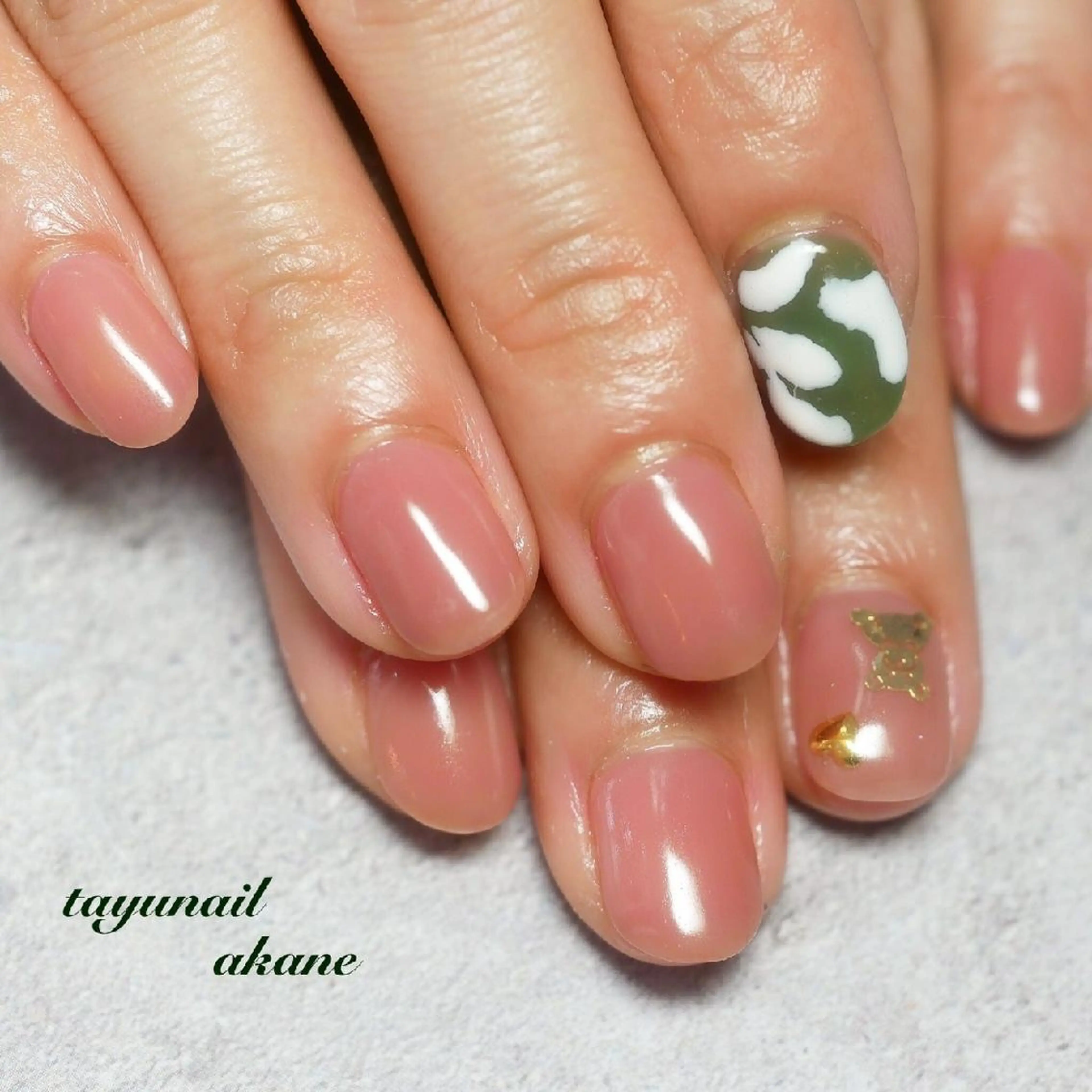 ネイル アートネイル ブルー ジェルネイル グリーン ハート ネイルサロン 【たゆnail】のネイルデザイン