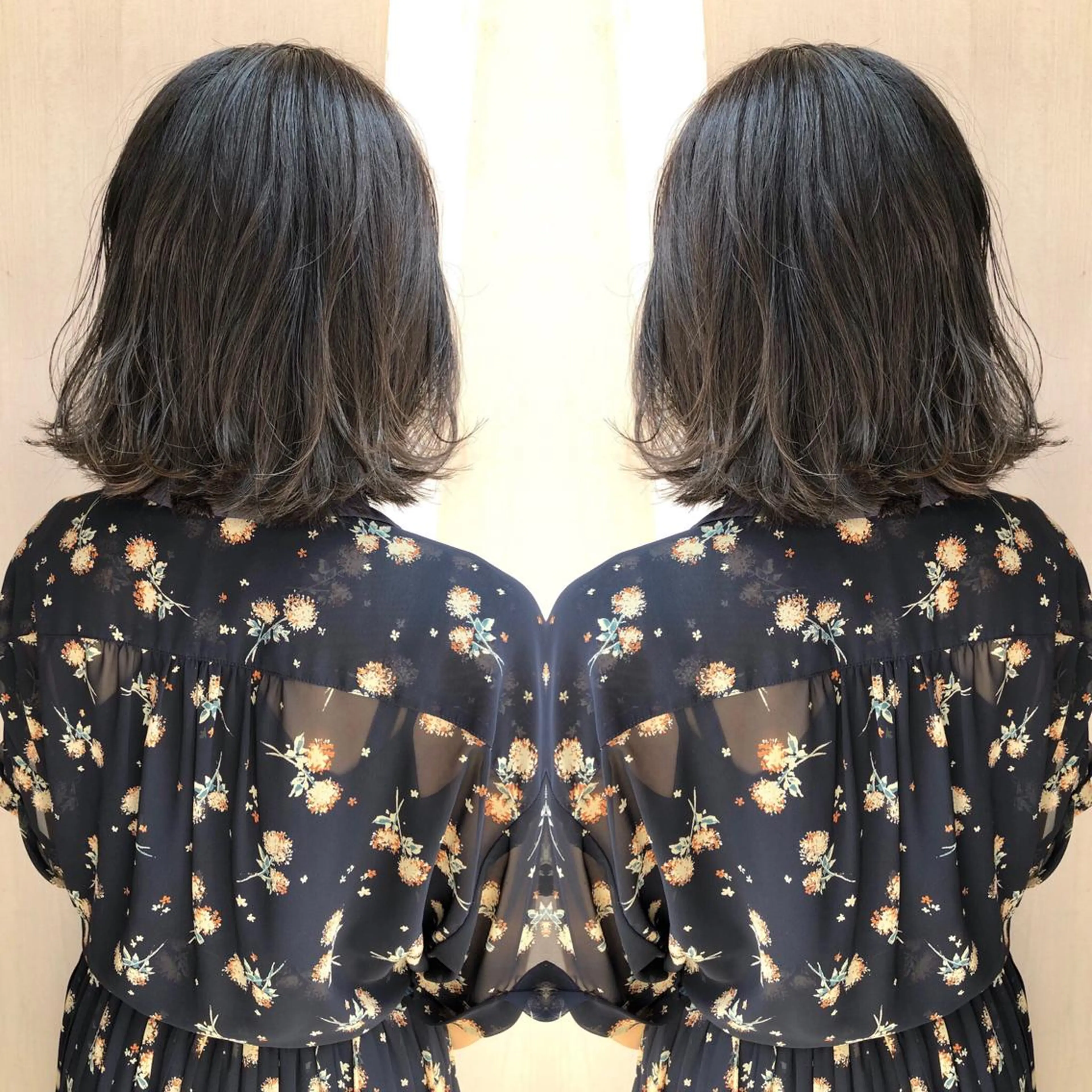 ミディアム カラー パーマ バレイヤージュ デザインカラー レイヤーカット 細川 亮のヘアスタイル