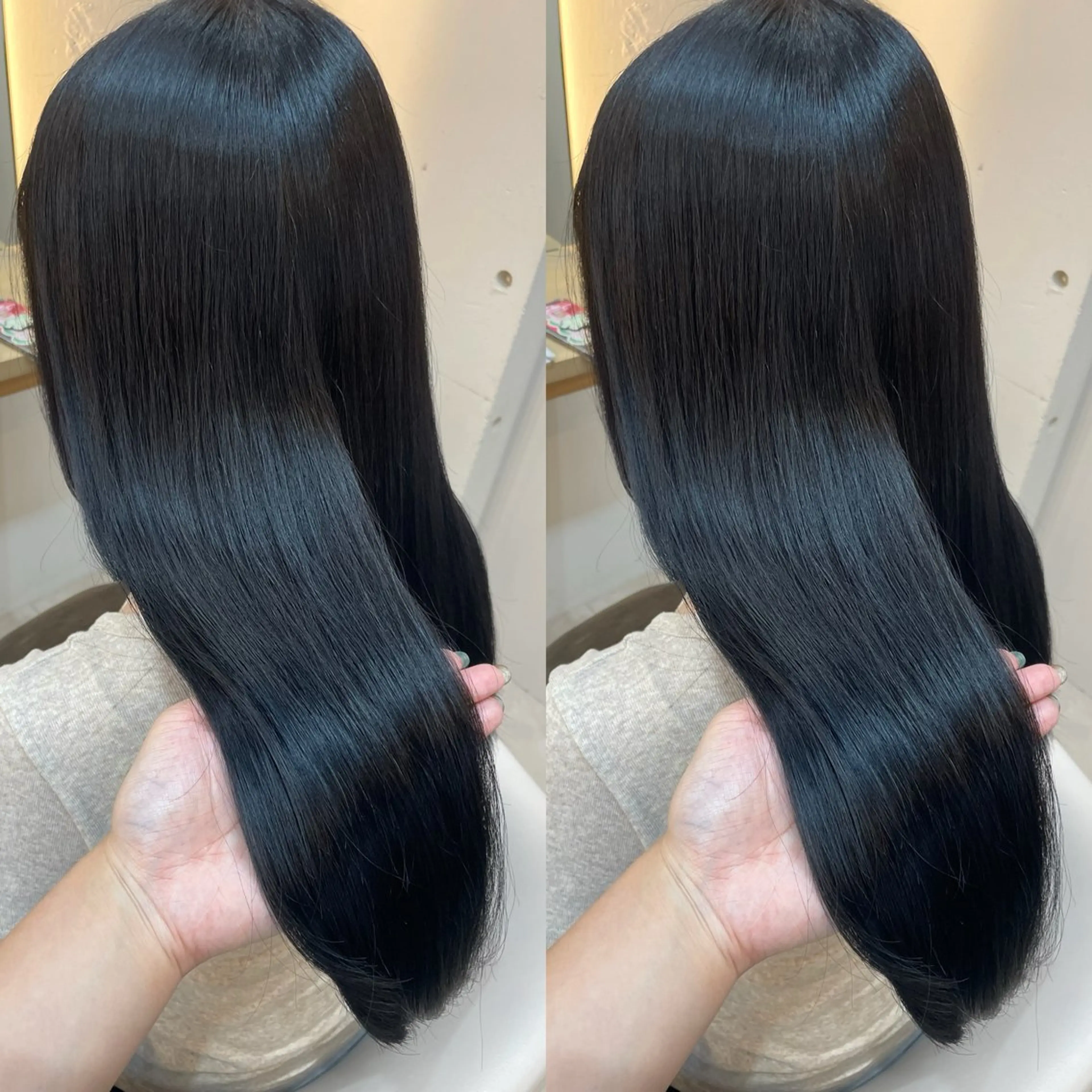 セミロング カラー 黒髪 ヘアカラー トリートメント ヘアセット ブリーチ無しダブル カラー🦕まどかのヘアスタイル