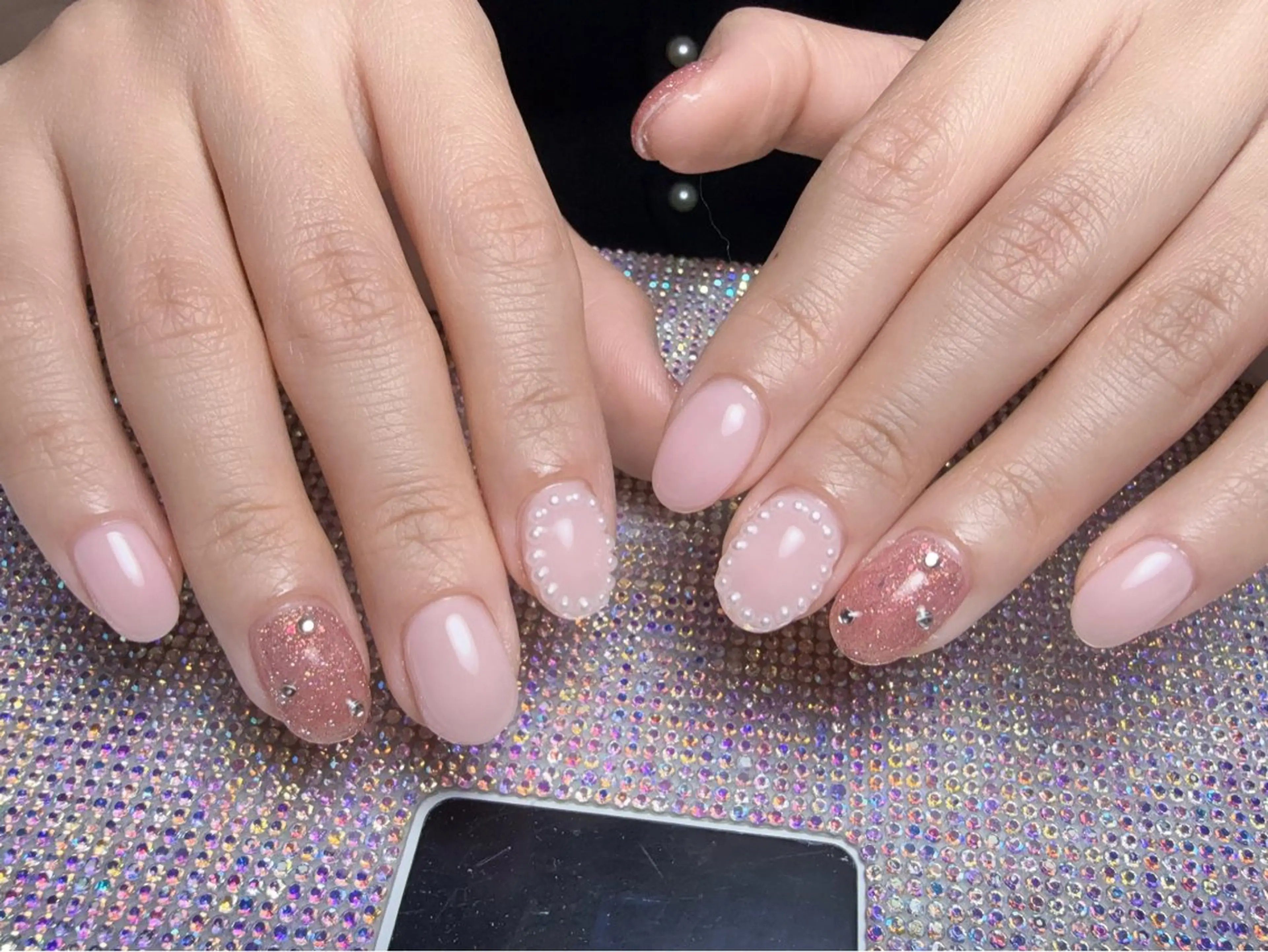 ネイル オーロラネイル チークネイル 長さ出し フットネイル フレンチネイル ハンドネイル Yu  Ki ネイルのネイルデザイン