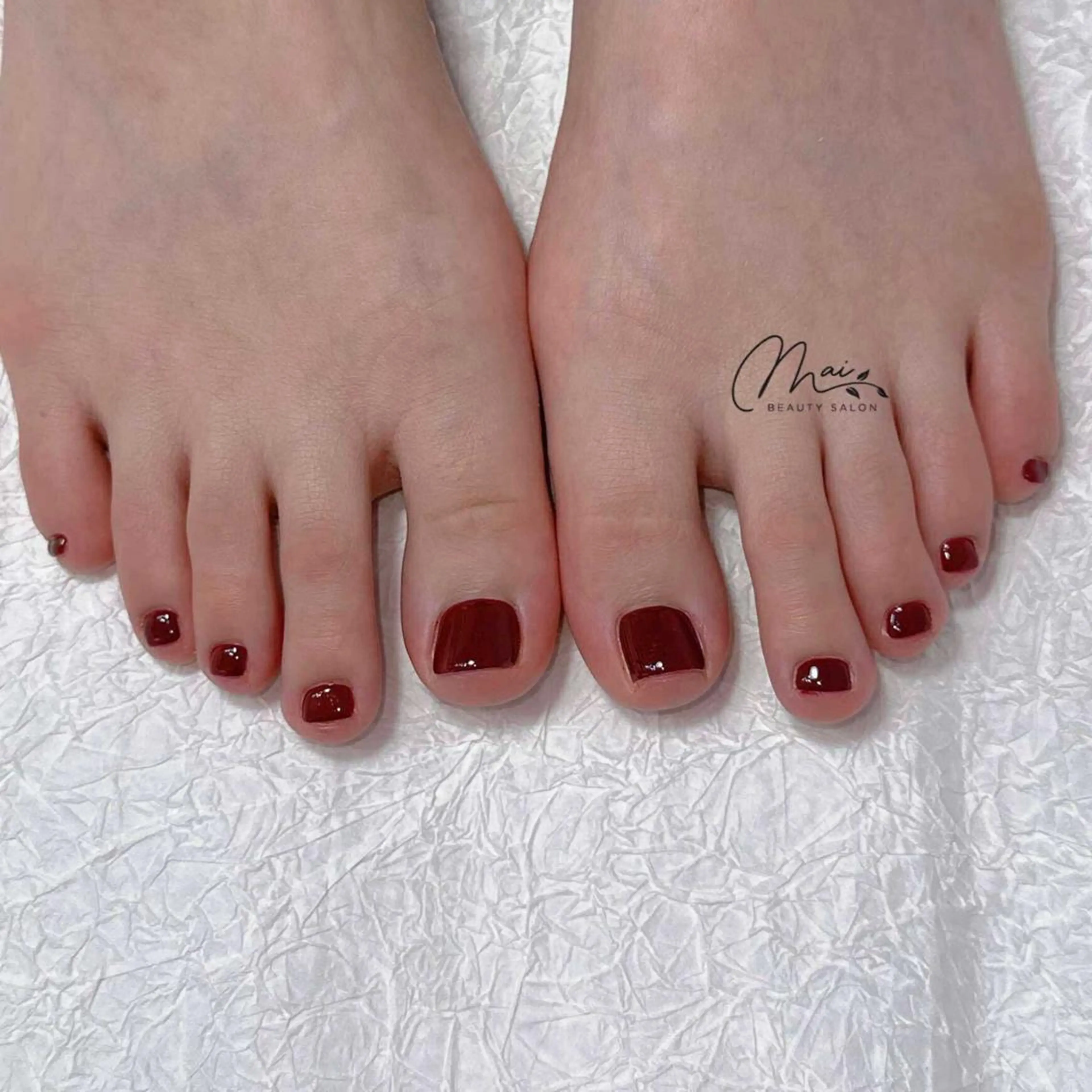ネイル アニマル柄 ボルドー ジェルネイル ニュアンスネイル パラジェル MaiBeauty HaNaのネイルデザイン