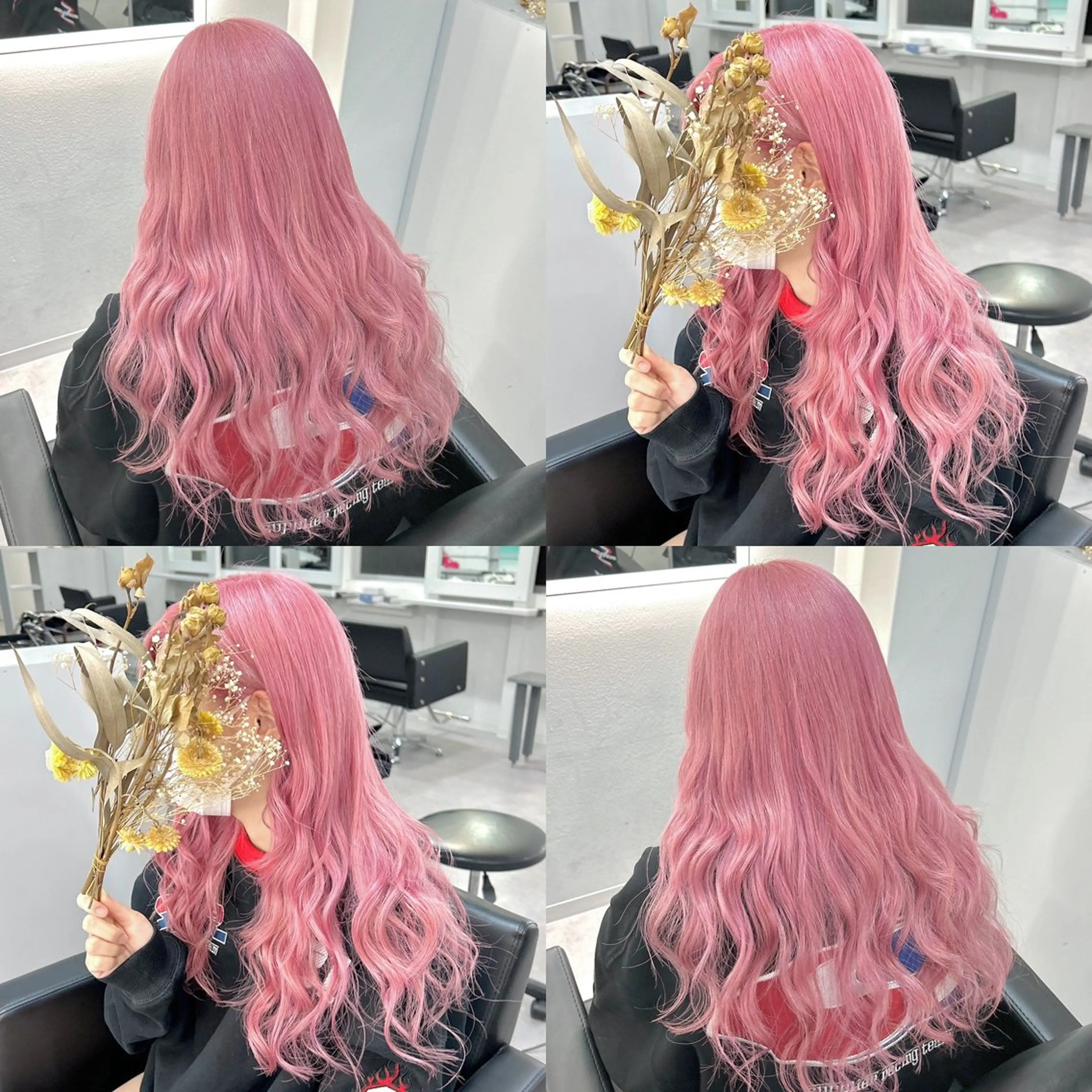 ロング カラー ピンクカラー ヘアカラー トリートメント ブリーチ&エクステ 🥀ケアカラー特化のヘアスタイル