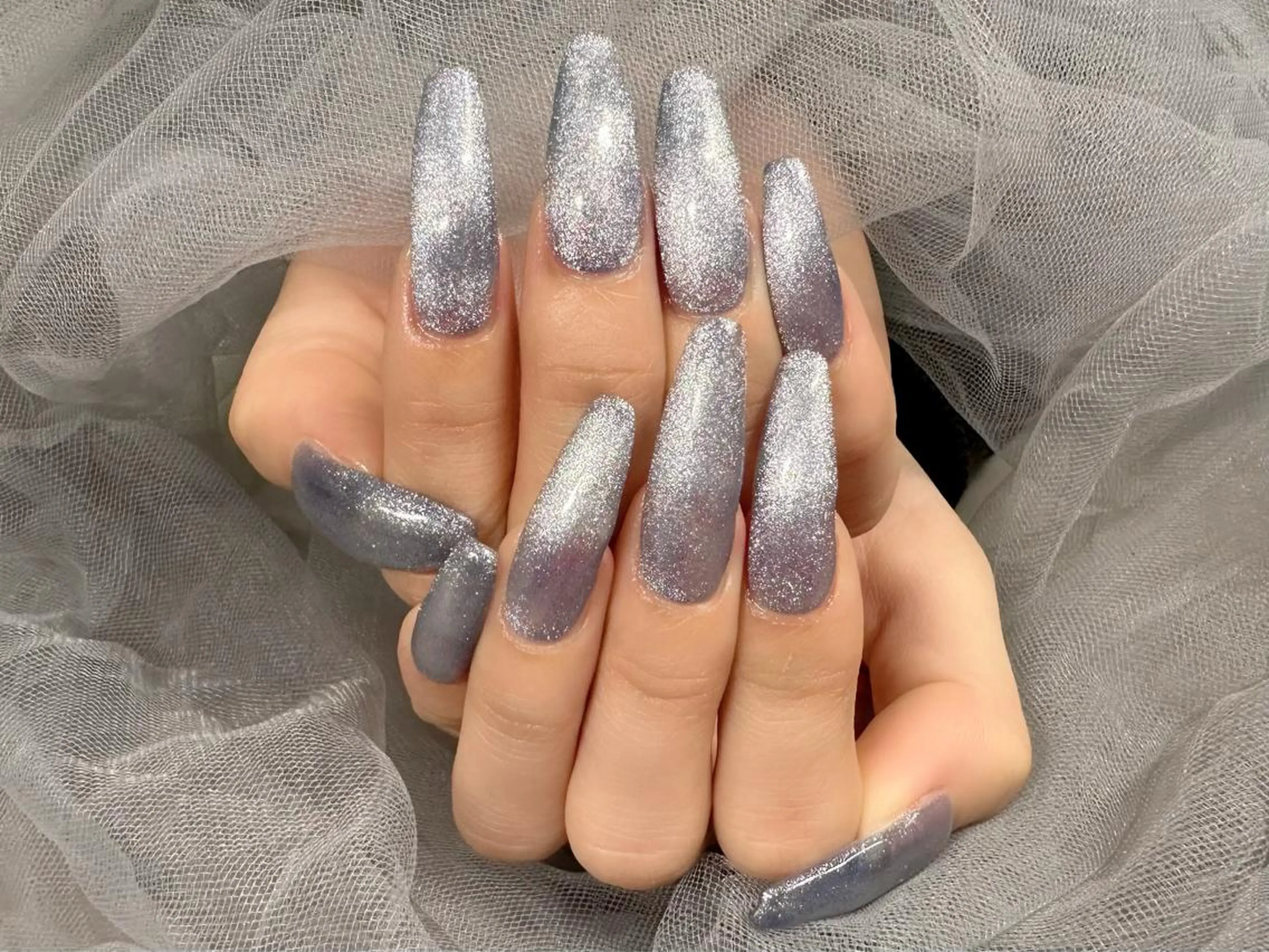 ネイル ブルー マグネットネイル ハンドネイル Nail Salon KURELLYのネイルデザイン