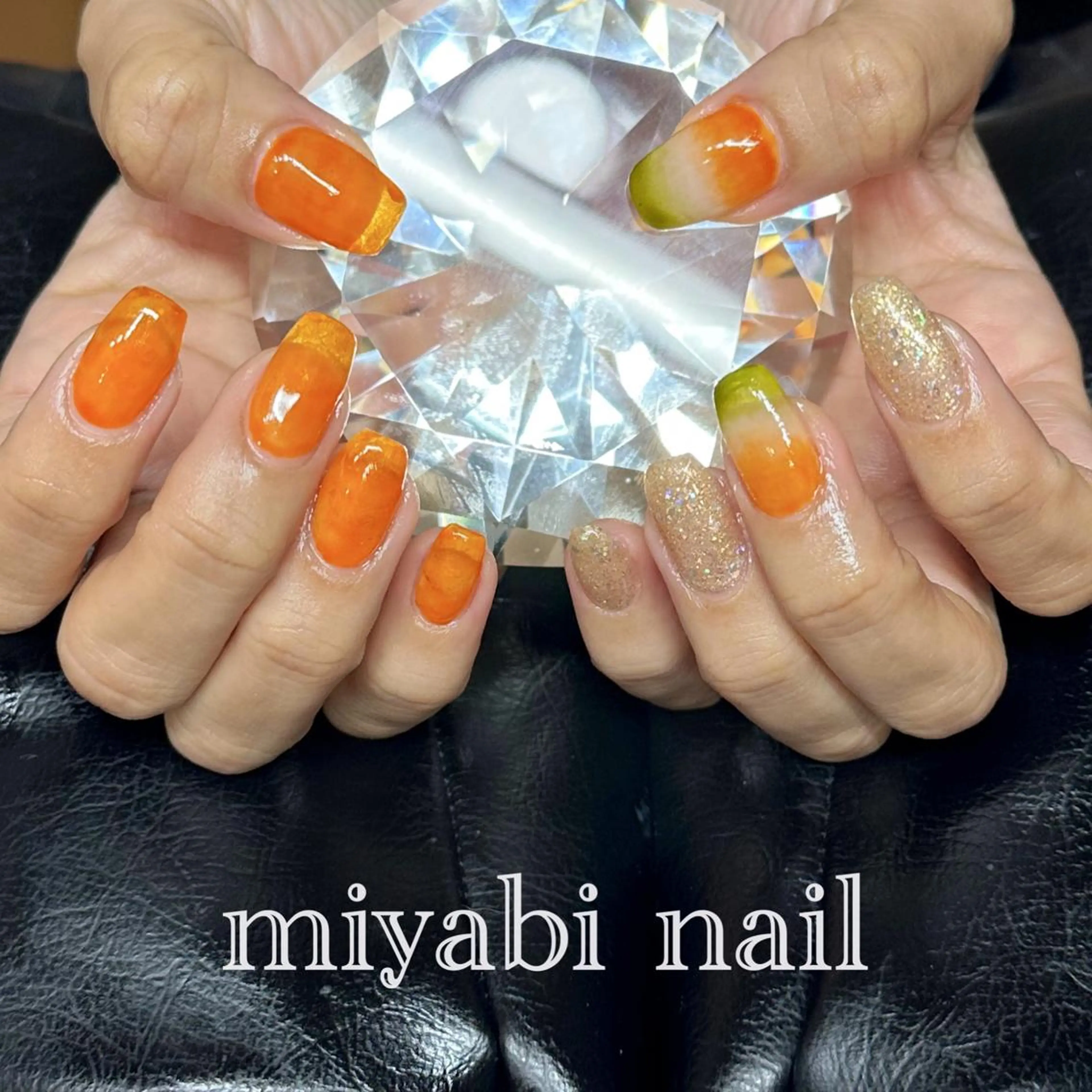 ネイル アートネイル オーロラネイル ジェルネイル ゴールド ラメ(グリッター) ハンドネイル miyabi nail 桂川駅近くのネイルデザイン
