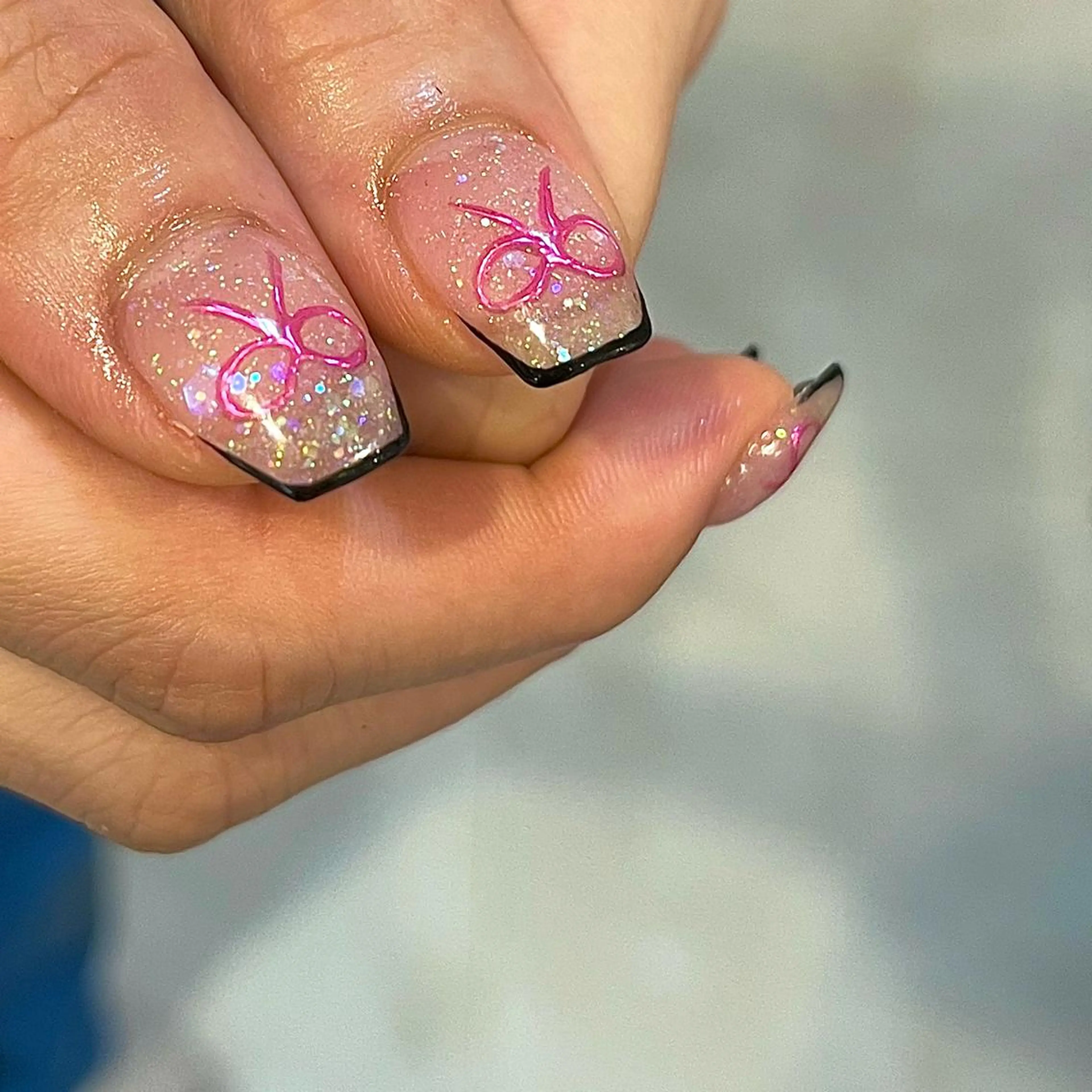 ネイル フレンチネイル キラキラネイル 韓国ネイル ラメ(グリッター) ミラーネイル ハンドネイル フットネイル Para Sol nail　Maoのネイルデザイン