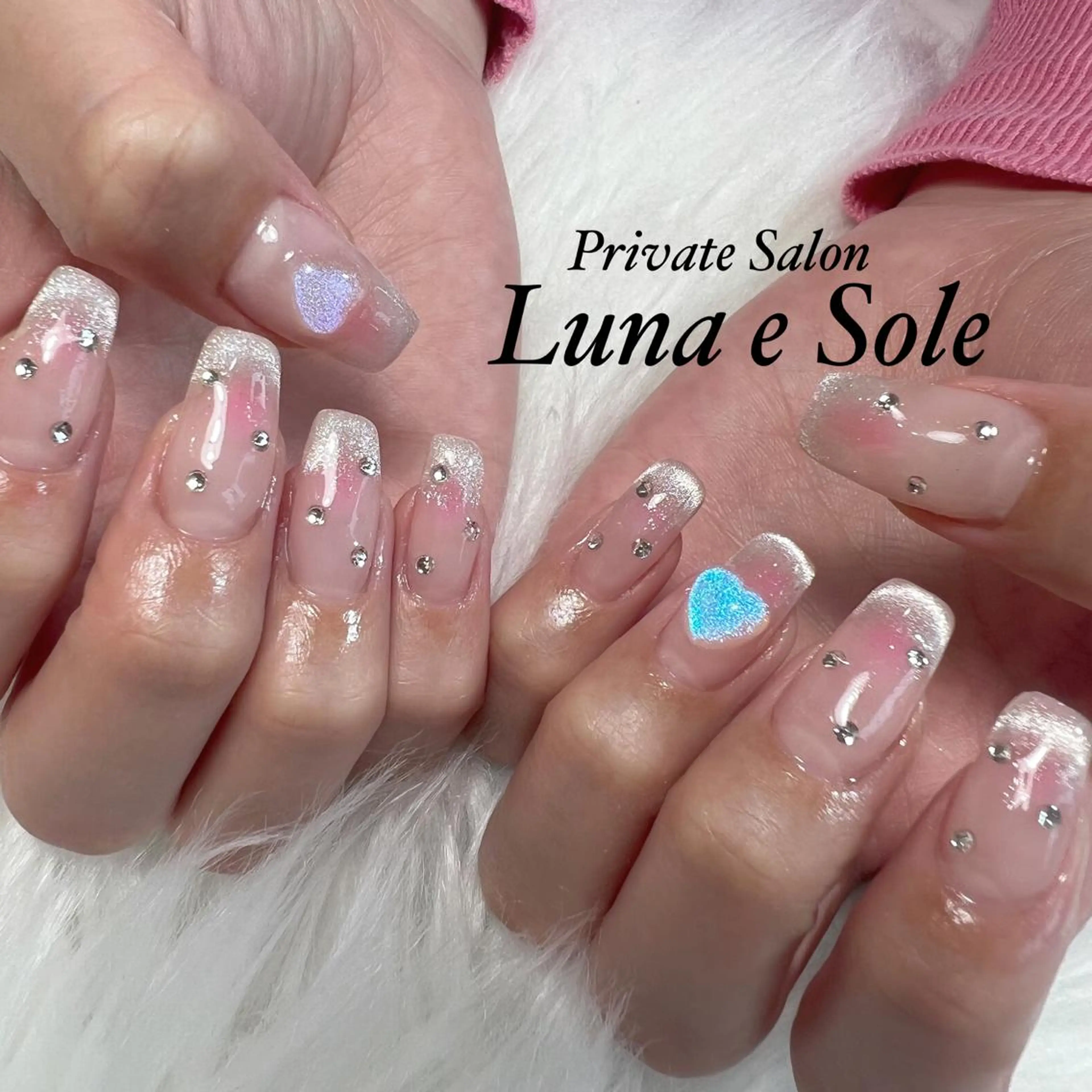 ロング ネイル 韓国風ヘア フットネイル 韓国ネイル マグネットネイル ニュアンスネイル Luna e  Soleのネイルデザイン