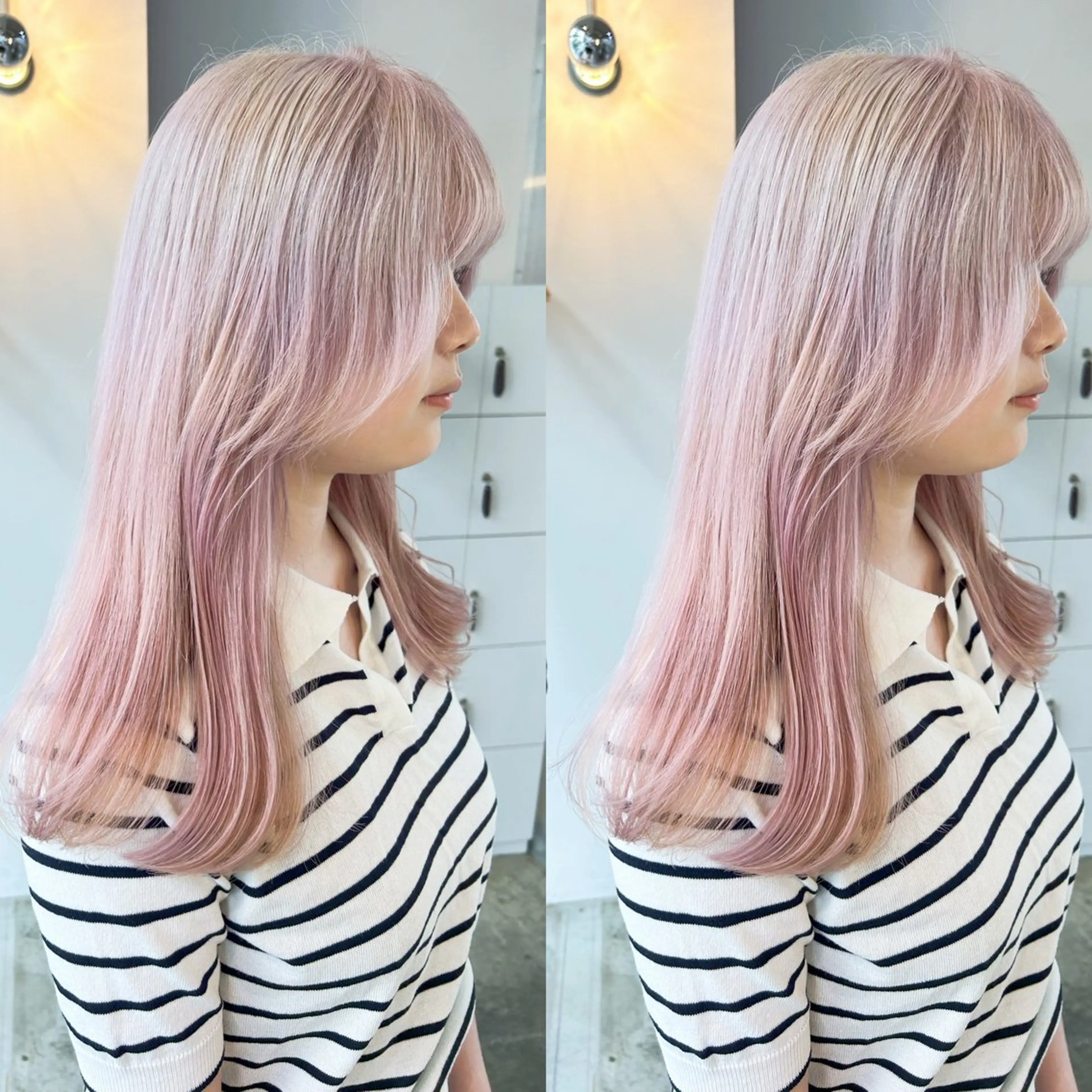 セミロング カラー ヘアカラー トリートメント yoriダブルカラー 代表すがわらのヘアスタイル