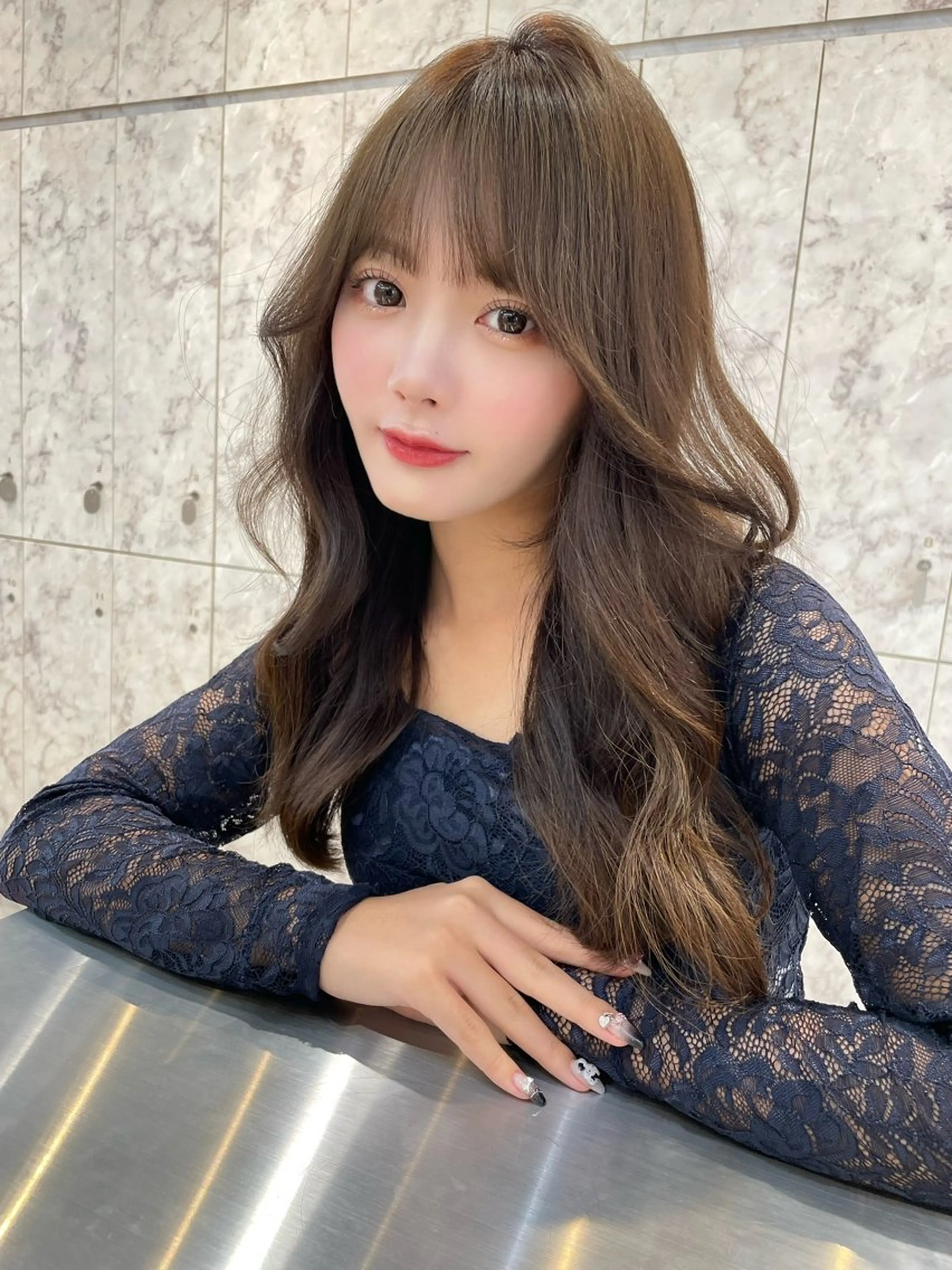 セミロング カラー ベージュカラー ブリーチ 透明感カラー ダブルカラー グレージュ 韓国ヘア🤍顔周り/ 髪質改善✨/林遼一郎のヘアスタイル