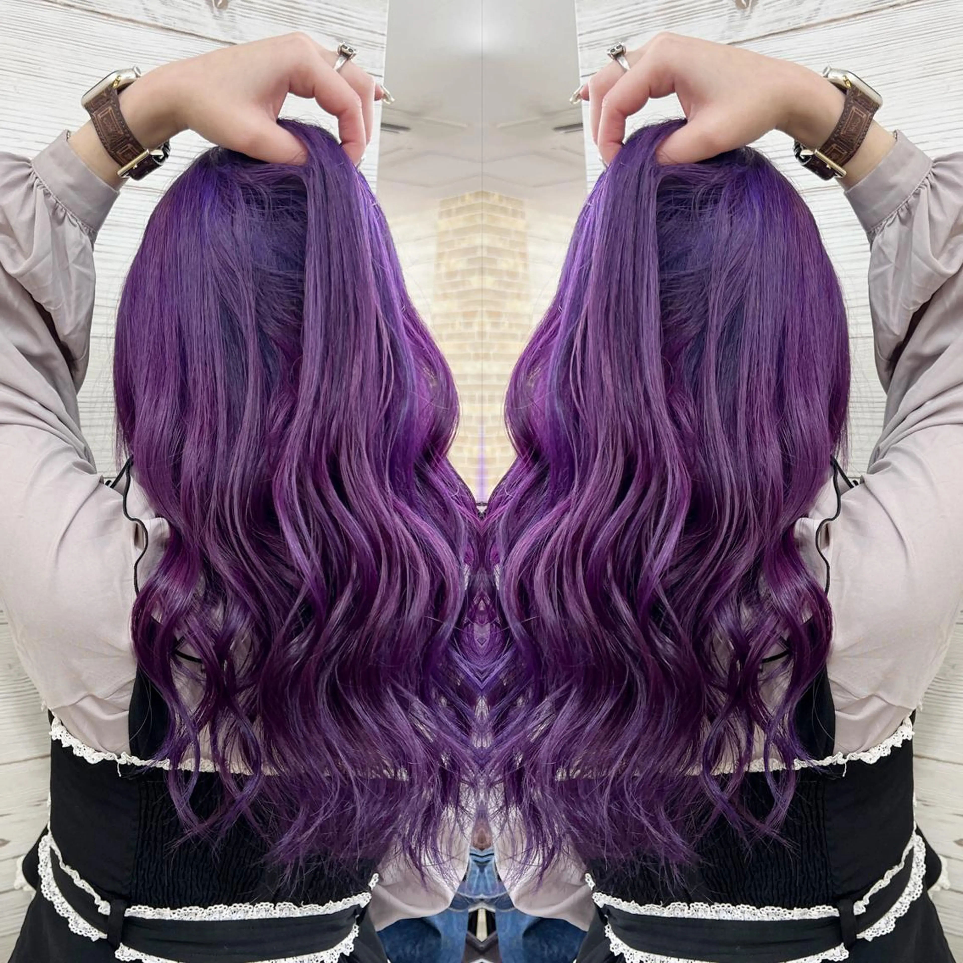 ロング カラー ヘアアレンジ ブリーチ トリートメント ヘアカラー トリートメント 枝毛カット＆髪質改善 満足NO.1岡しゃんのヘアスタイル