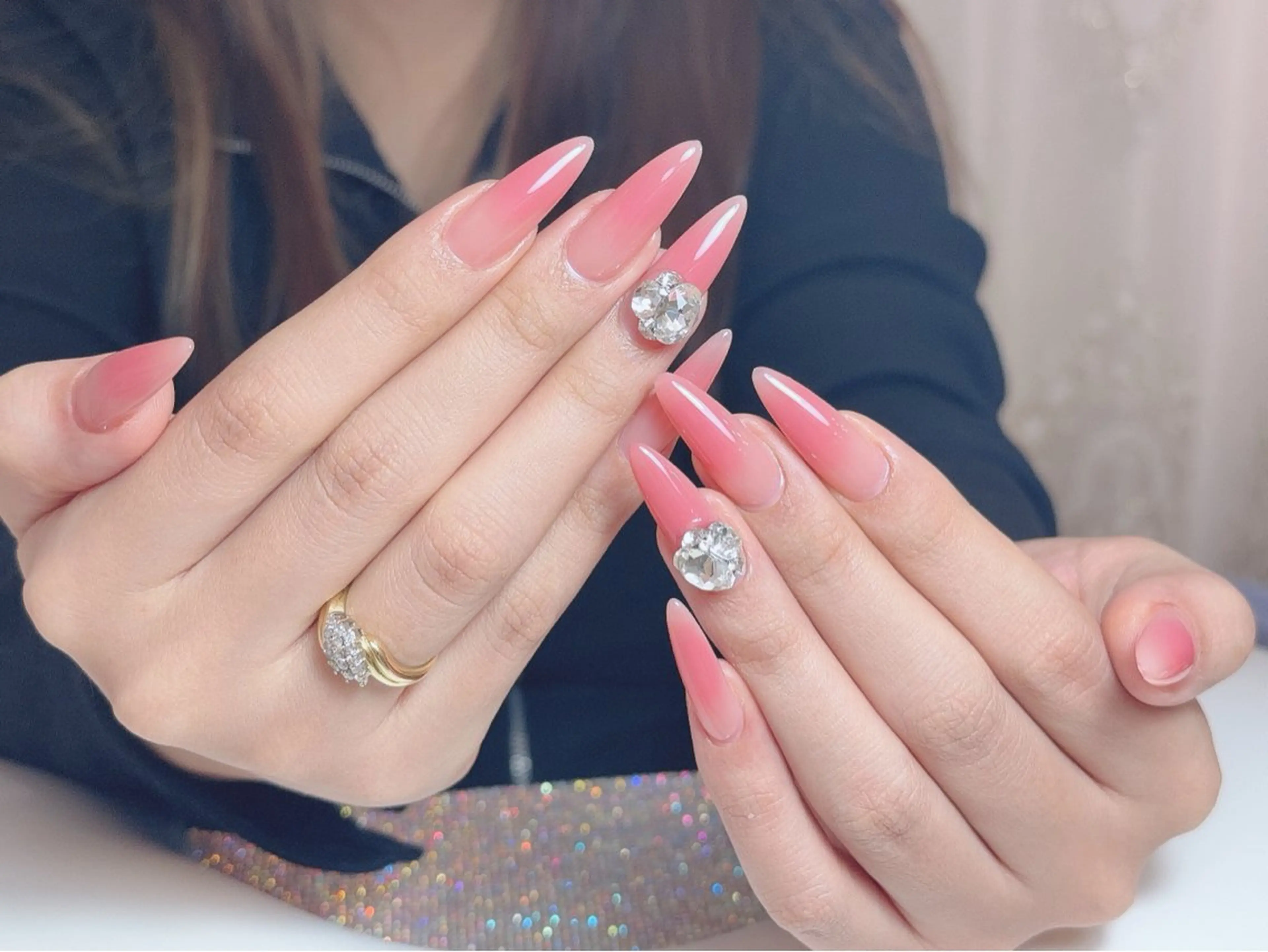 ネイル 長さ出し ジェルネイル マグネットネイル 持ち込み パラジェル ハンドネイル Egao Nail錦糸町店のネイルデザイン