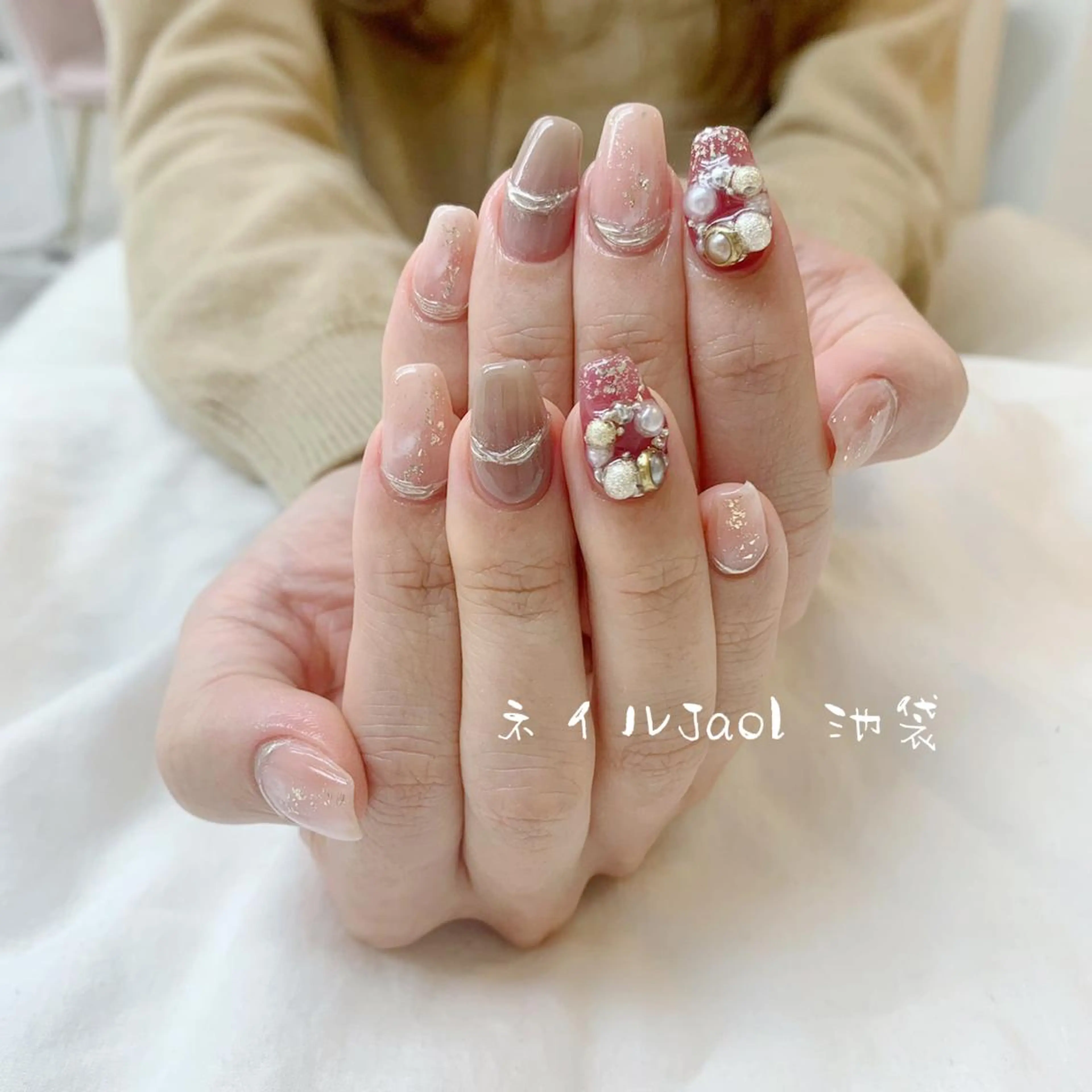 セミロング クリスマス ネイルJaol 池袋のネイルデザイン