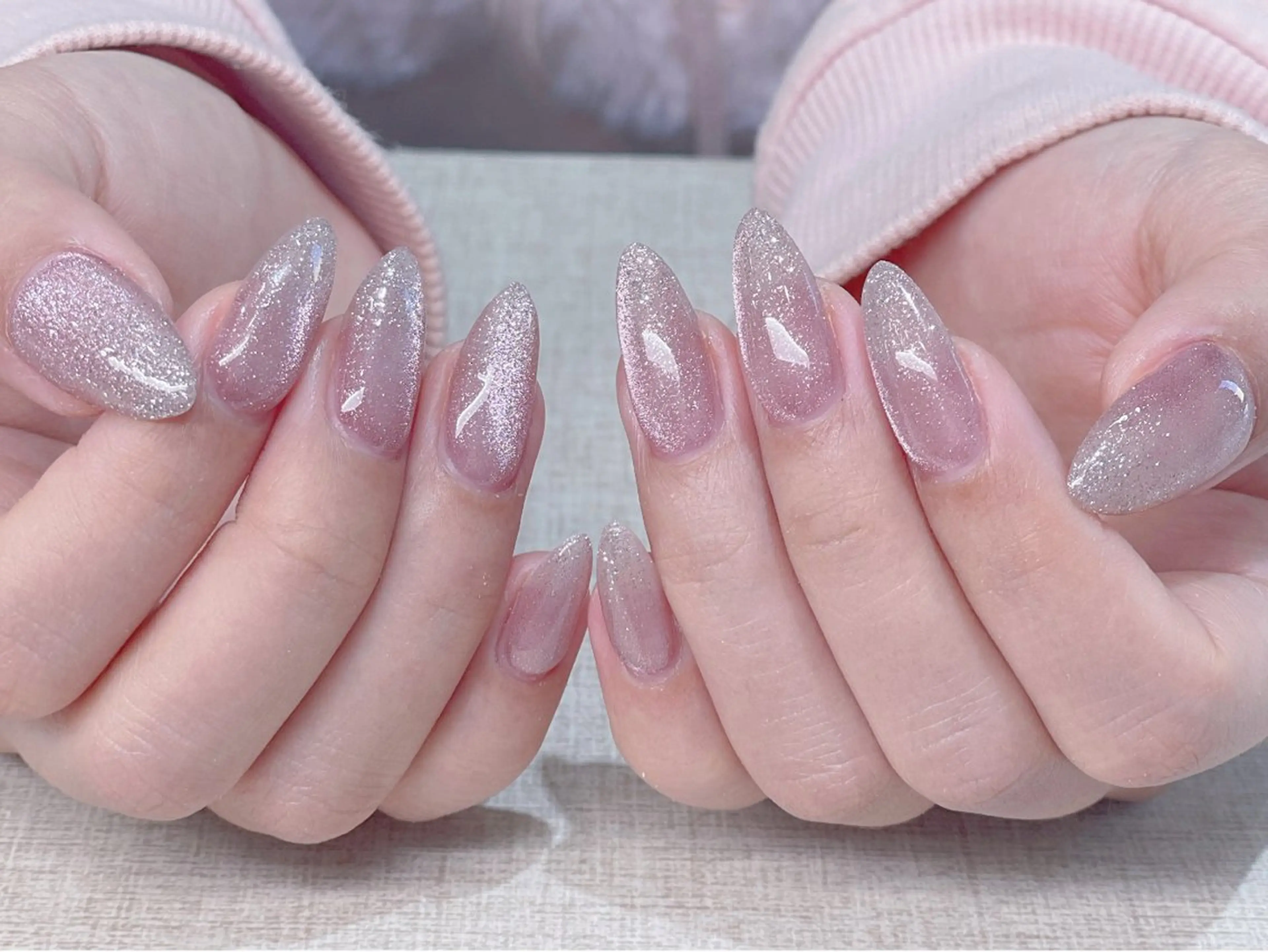 ネイル オーロラネイル ブルー チークネイル フットネイル フレンチネイル ハンドネイル GIN NAILのネイルデザイン
