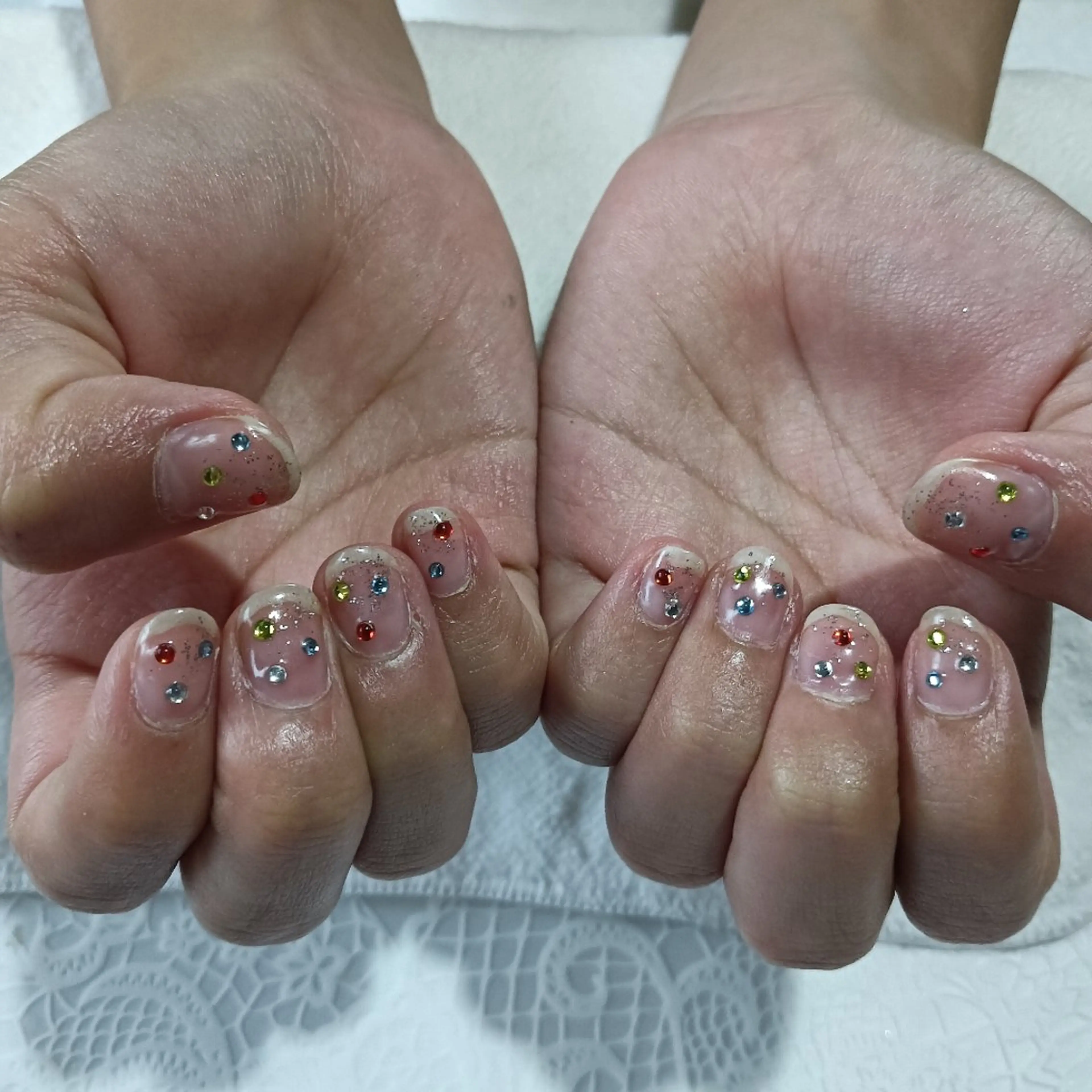 ネイル クリアネイル ラメ(グリッター) ストーンネイル Nail  yのネイルデザイン