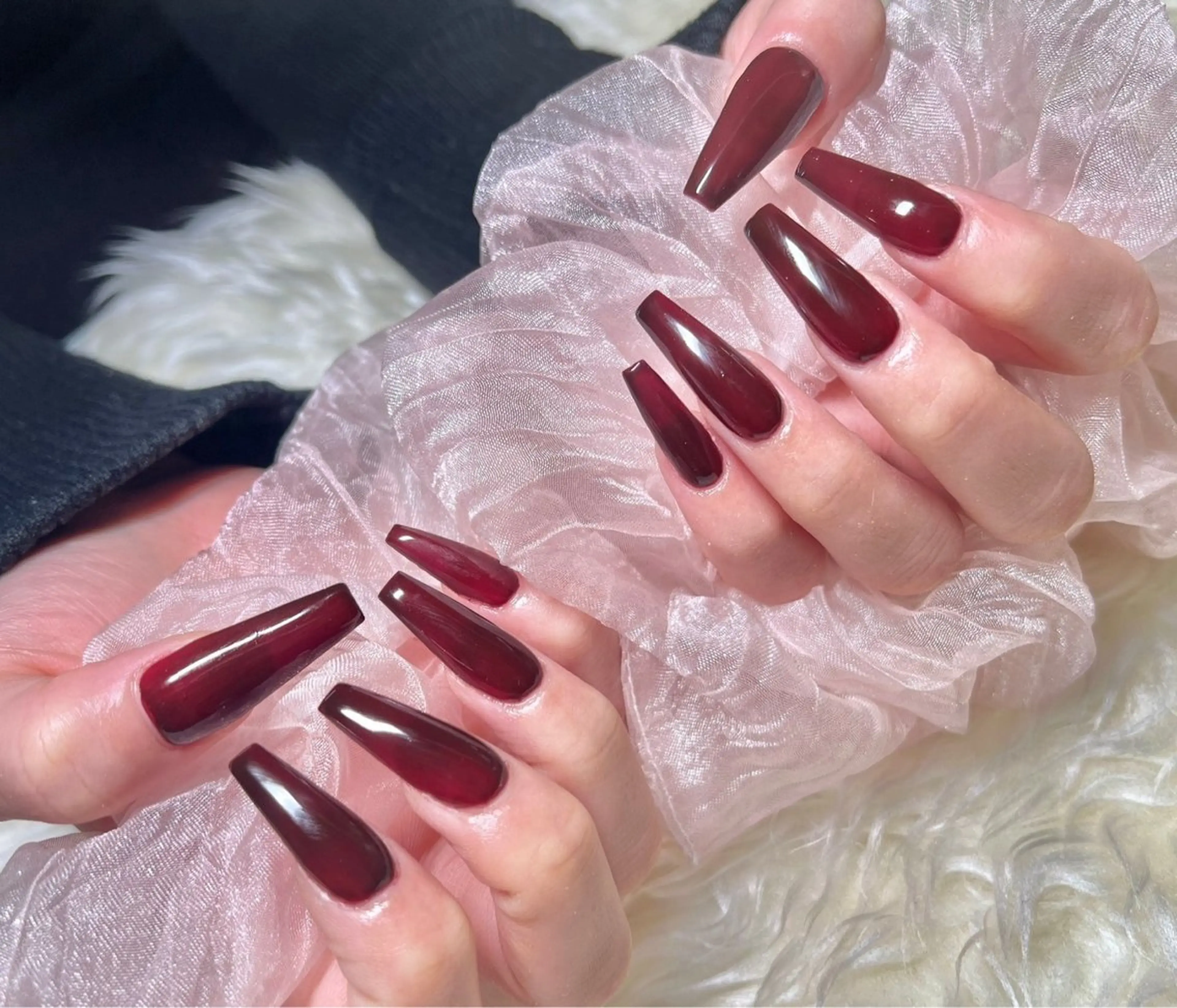 ネイル 成人式 長さ出し フレンチネイル ジェルネイル グラデーション ハンドネイル Nail&eye Belire 新宿のネイルデザイン