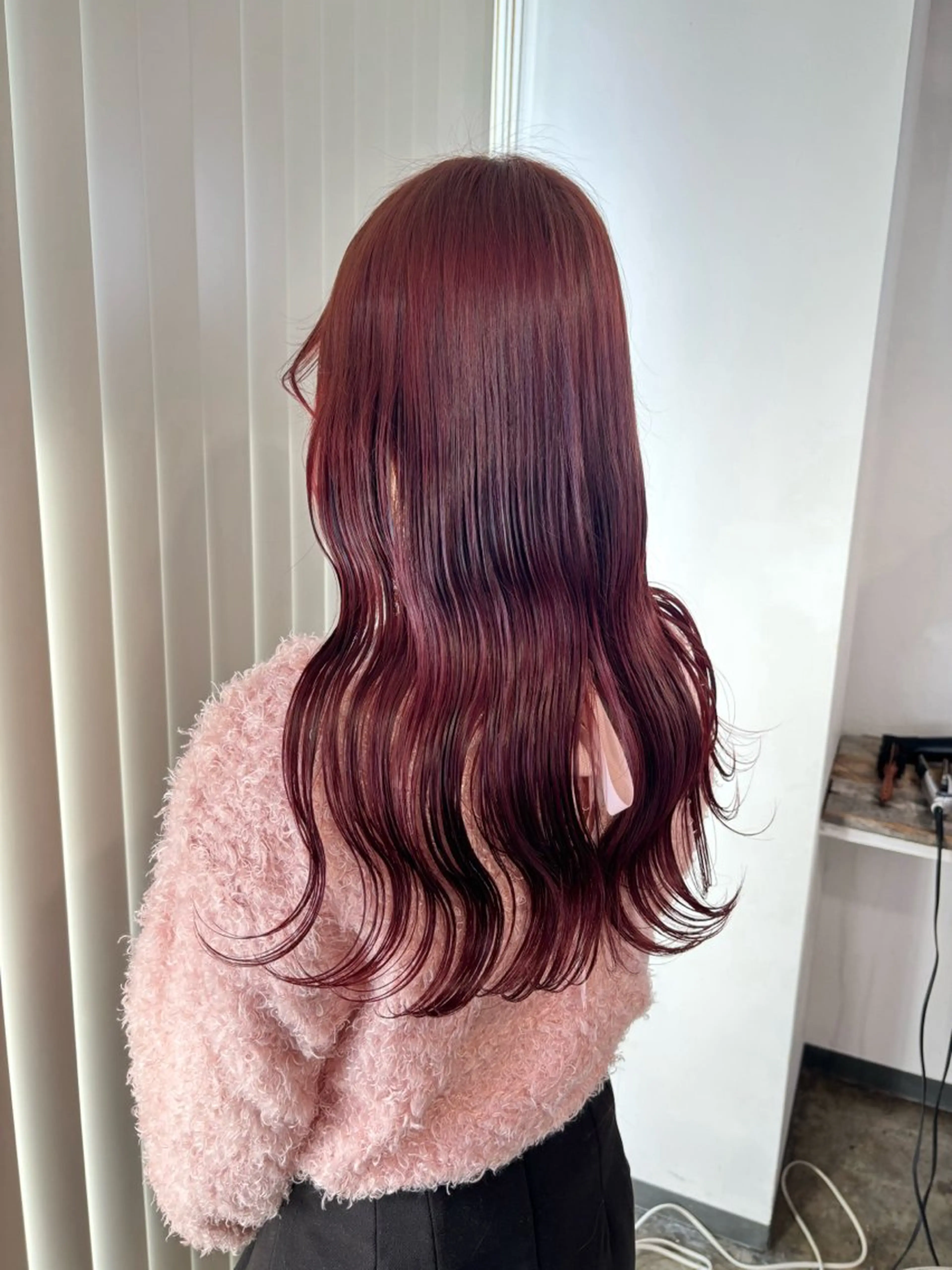 ロング カラー ブリーチ ボルドーカラー ブリーチなしカラー レッドカラー ヘアカラー 暖色カラー🍒 ケアブリーチ/akiのヘアスタイル