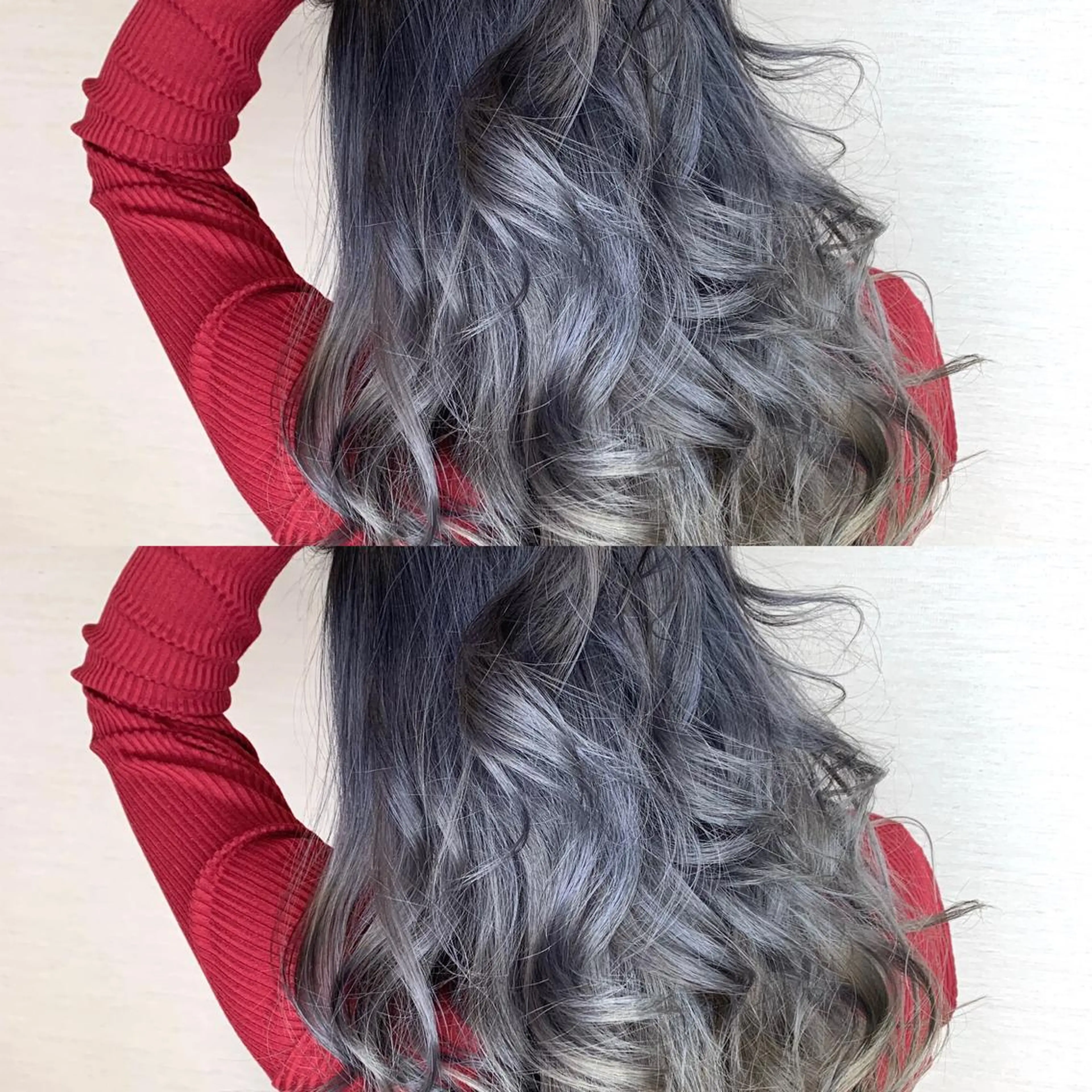 ロング カラー ブリーチ 韓国レイヤーカット/ ダブルカラーのヘアスタイル