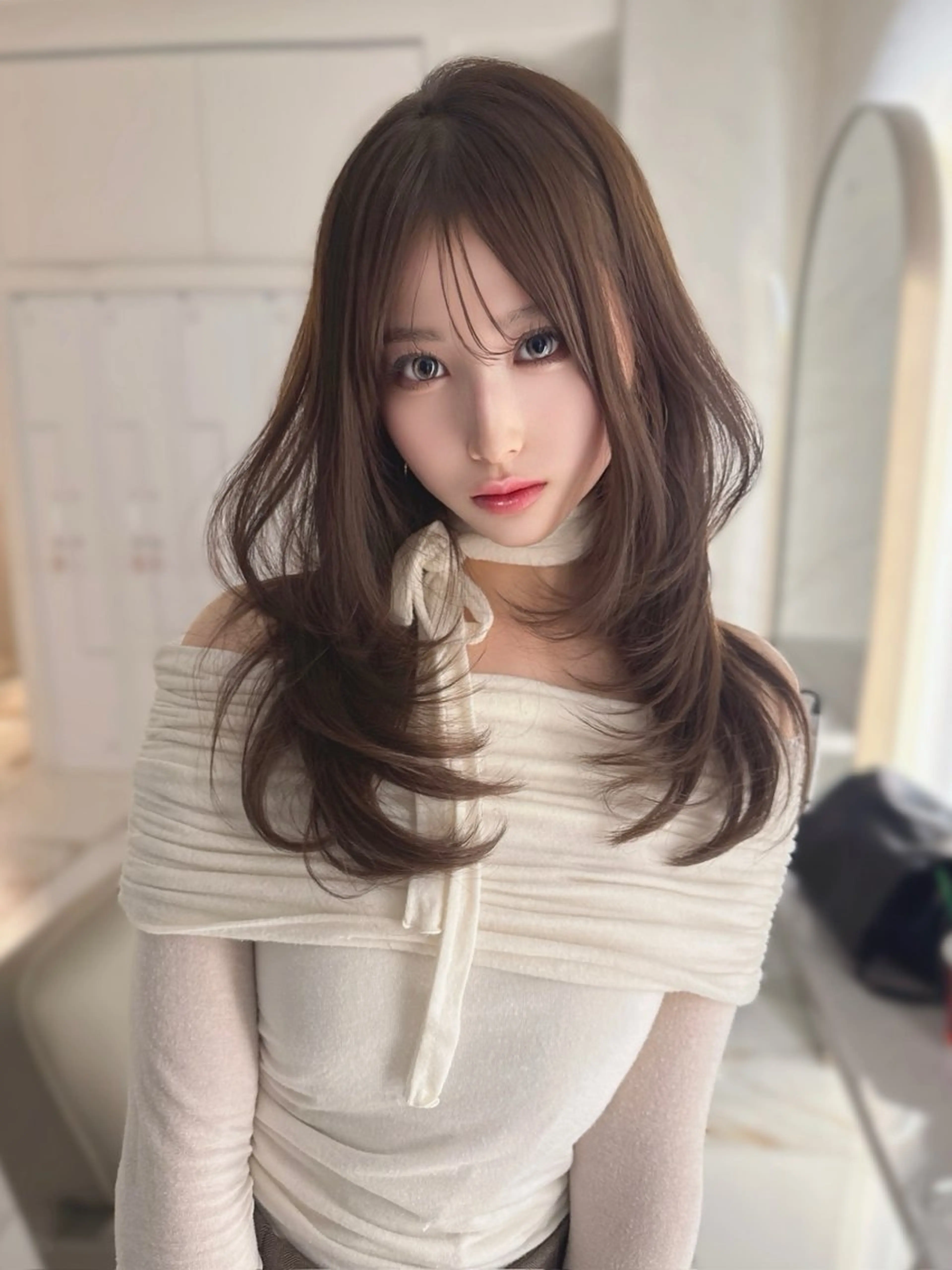 セミロング 韓国風ヘア kiti Sakaeのヘアスタイル