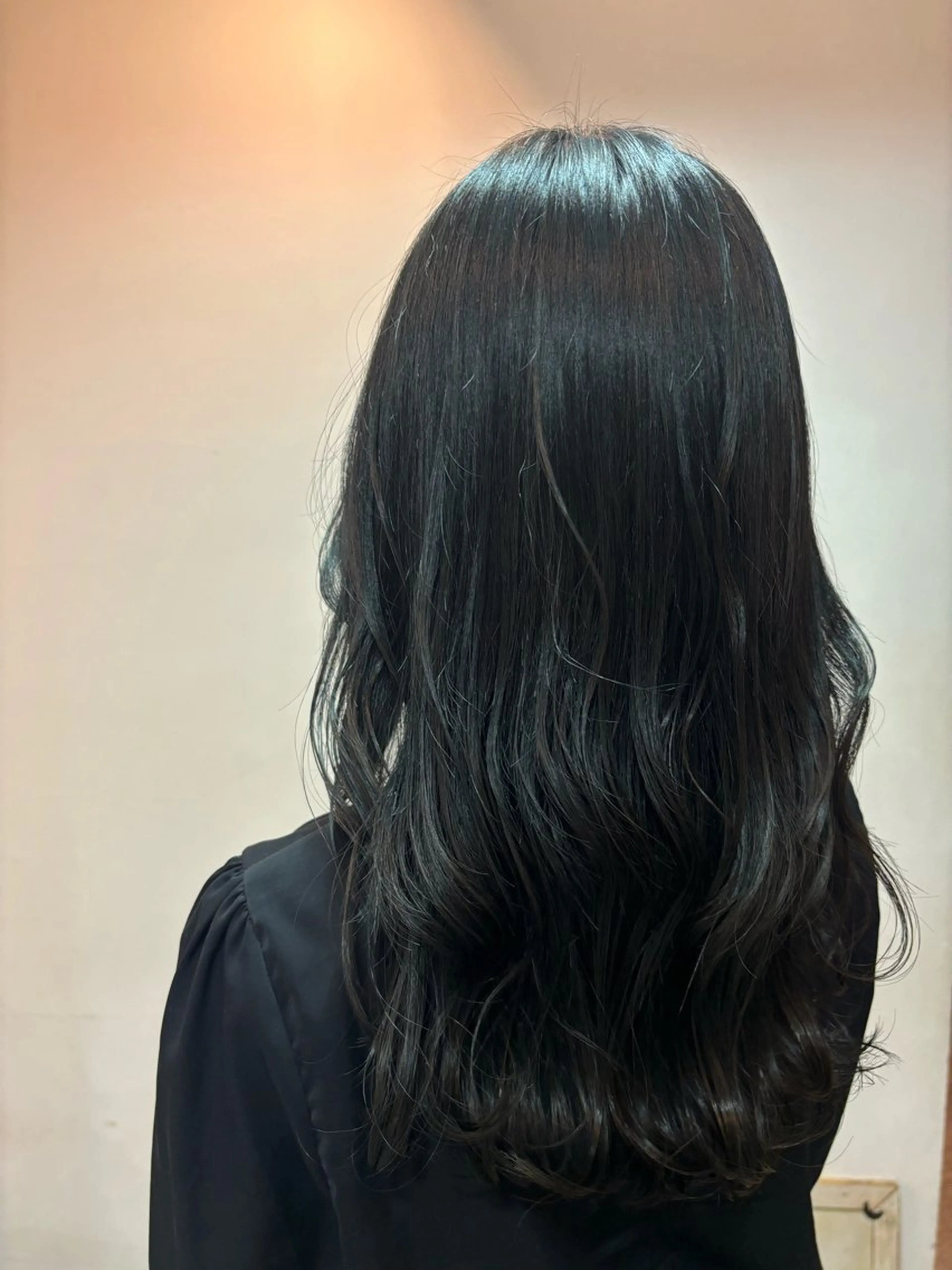 ロング カラー 黒髪 ブルーカラー ブルーブラック イナイ ハルカのヘアスタイル