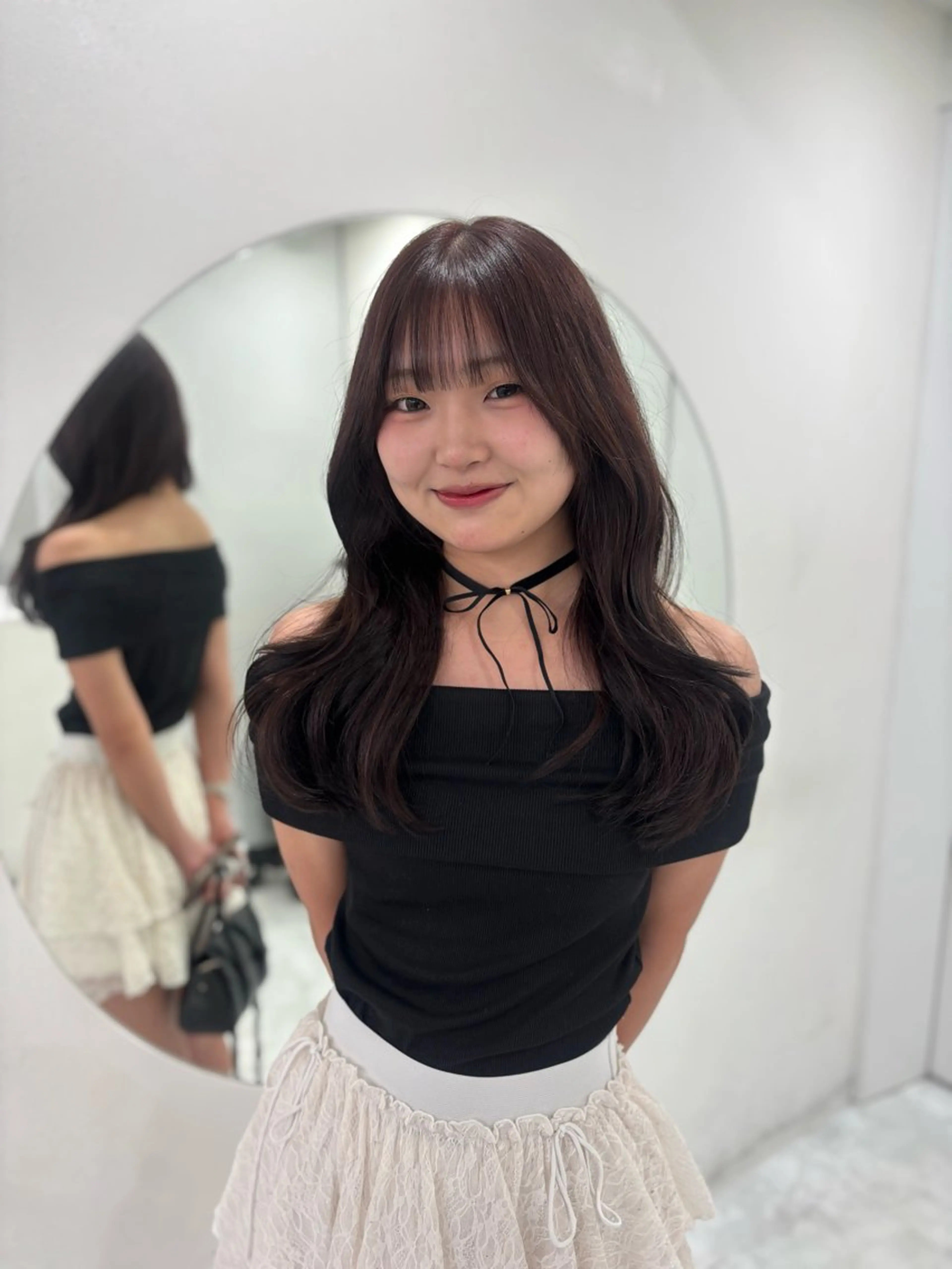 ロング ヘアカラー トリートメント ヘアセット 赤髪/ワインレッド/ 韓国系 まなかのヘアスタイル