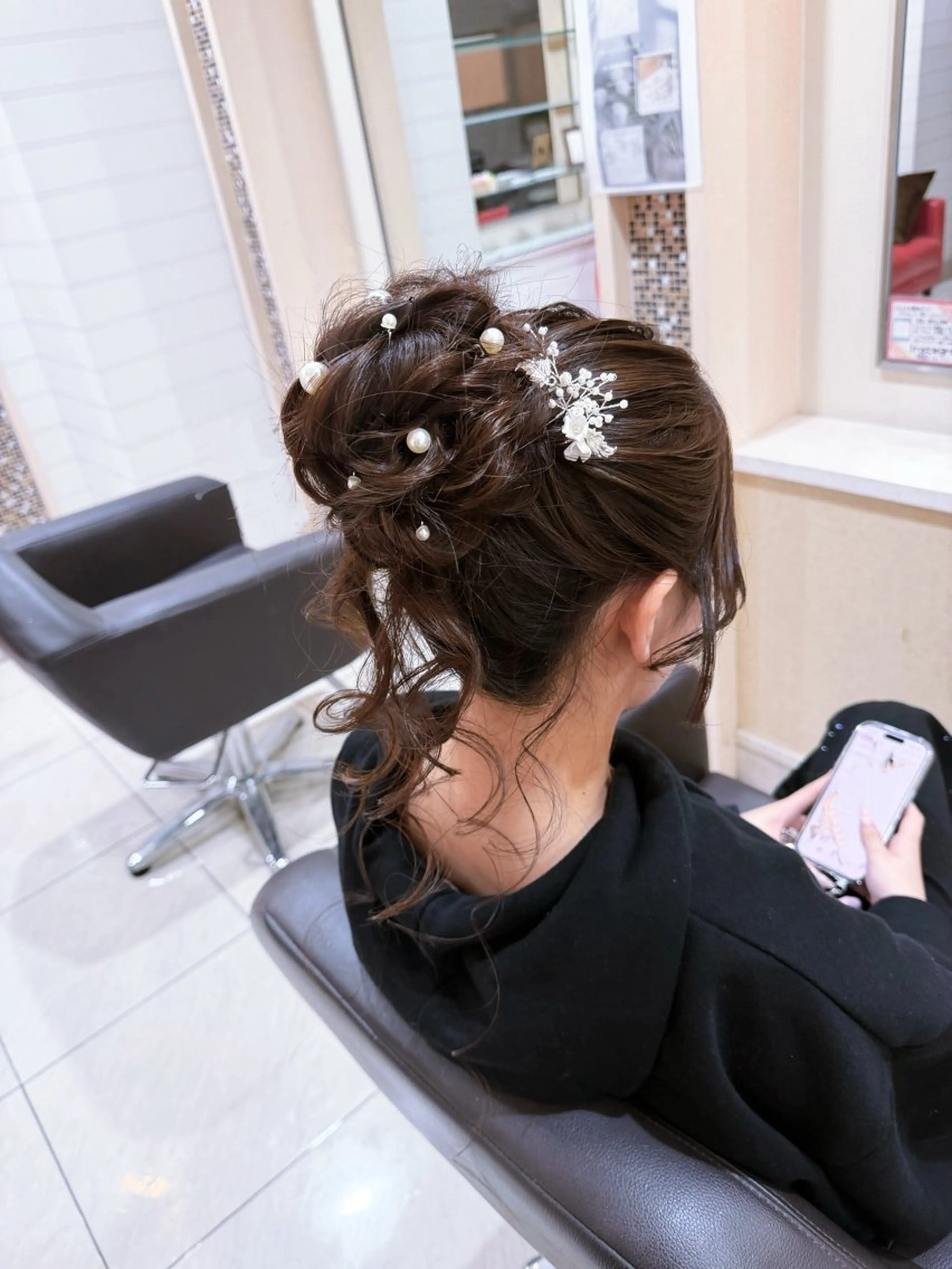 ロング ヘアアレンジ お団子ヘア ヘアセット ヘアアレンジ/ カラー/hazukiのヘアスタイル