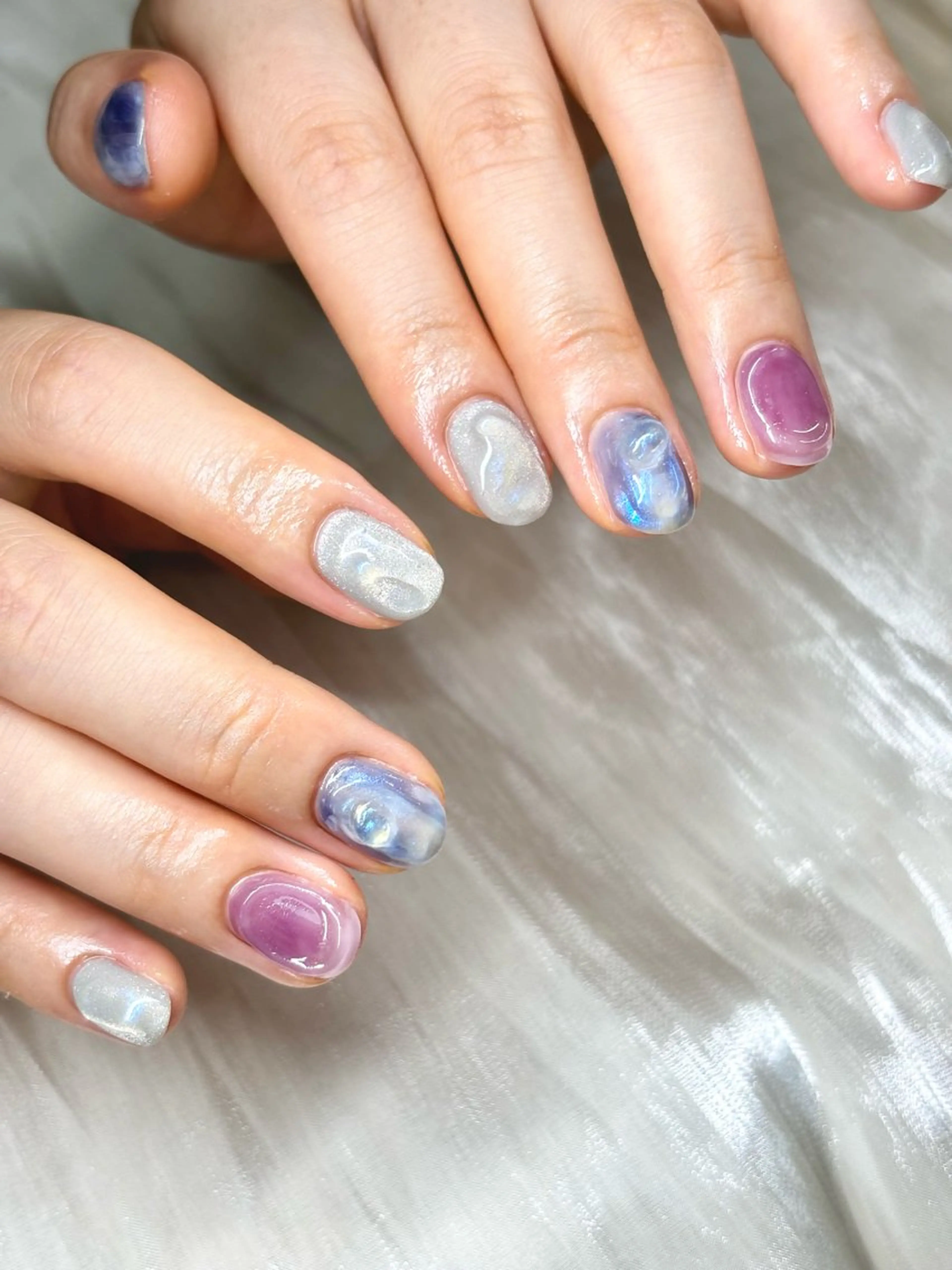 ネイル ブルー マグネットネイル ニュアンスネイル ETE LUNA NAILのネイルデザイン