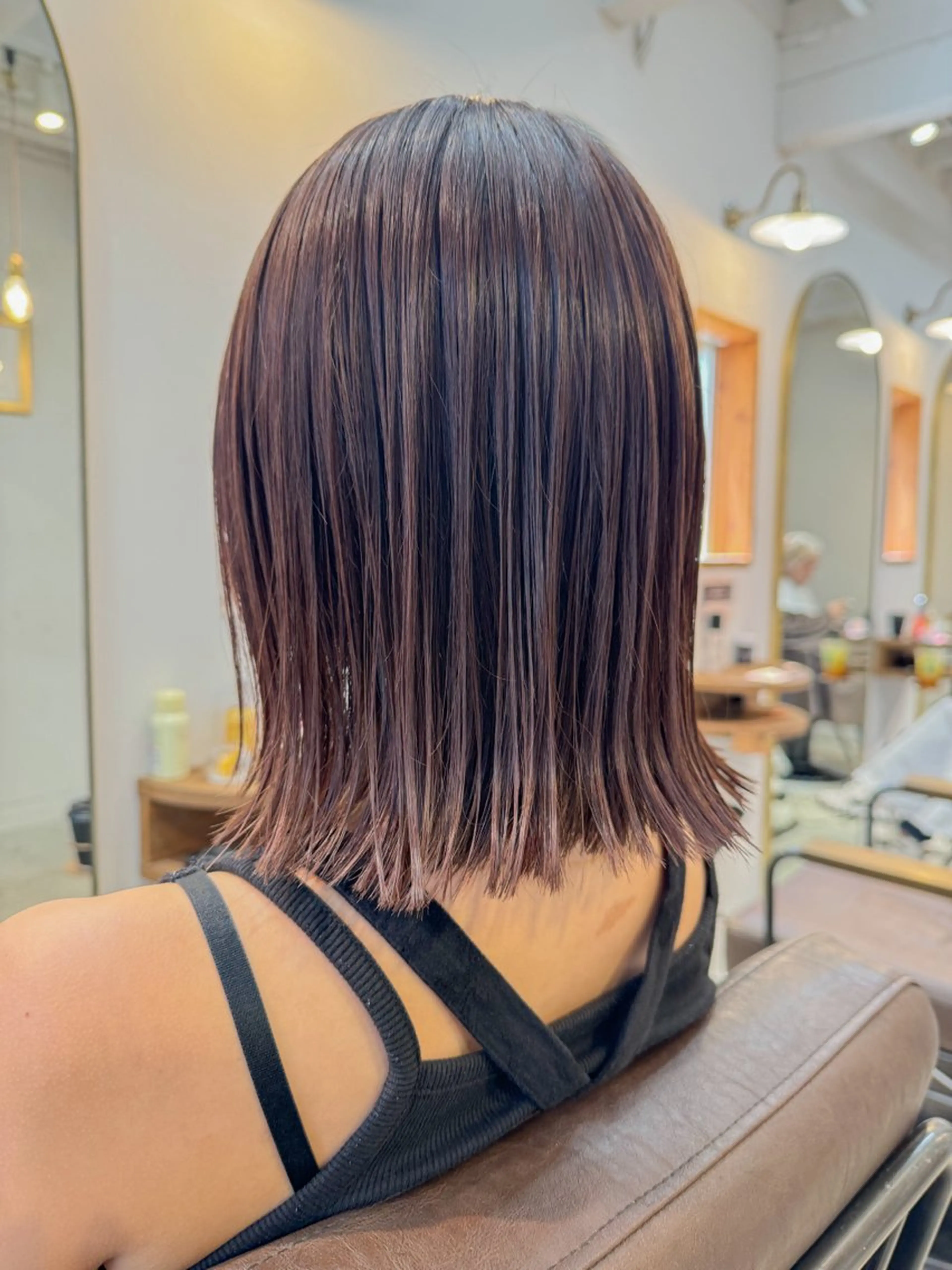 ミディアム カラー ラベンダーカラー ボブ くびれヘア 外ハネヘア 髪質改善/縮毛/ボブ CHIHIROのヘアスタイル