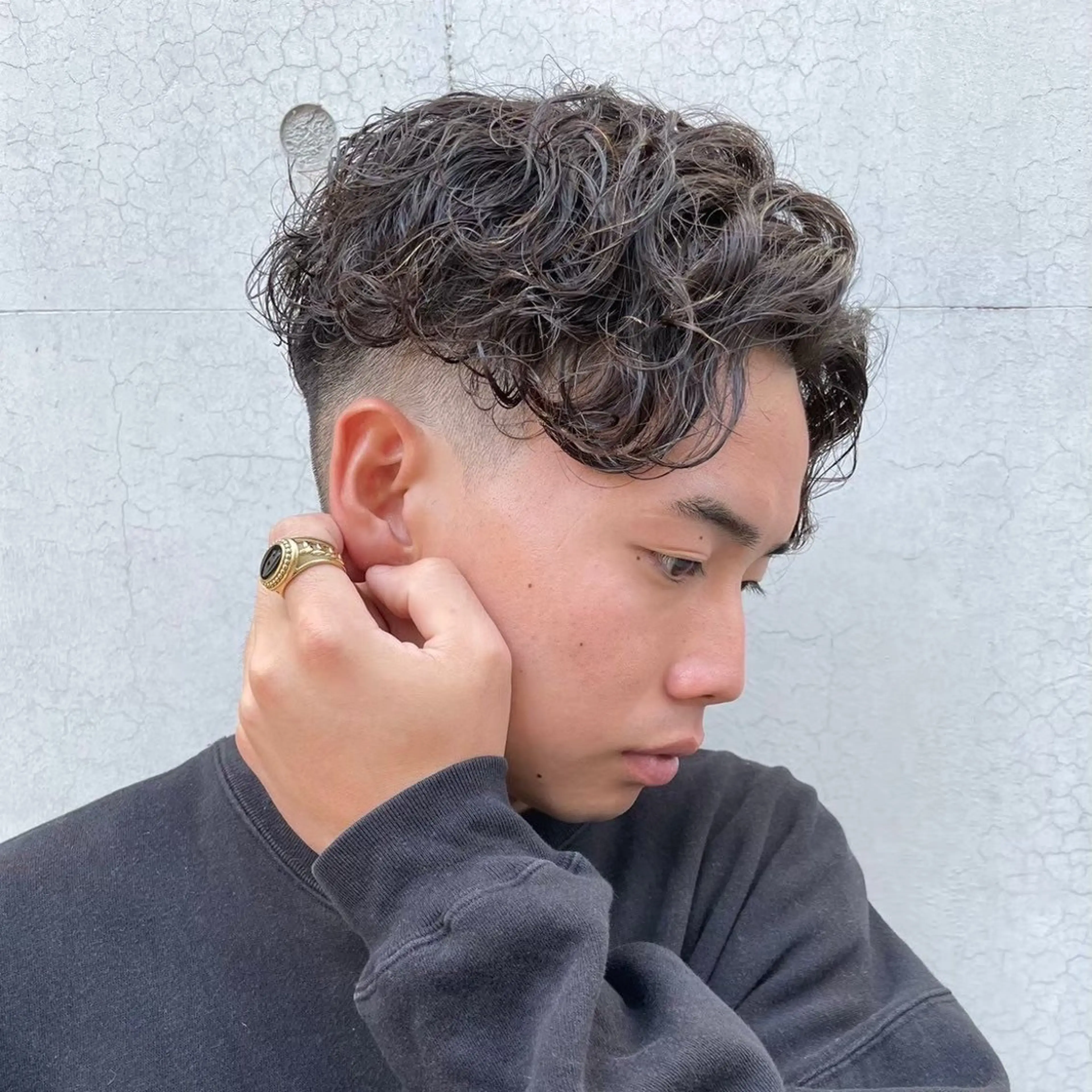 パーマ メンズ カット パーマ トリートメント 丹羽 涼介のヘアスタイル