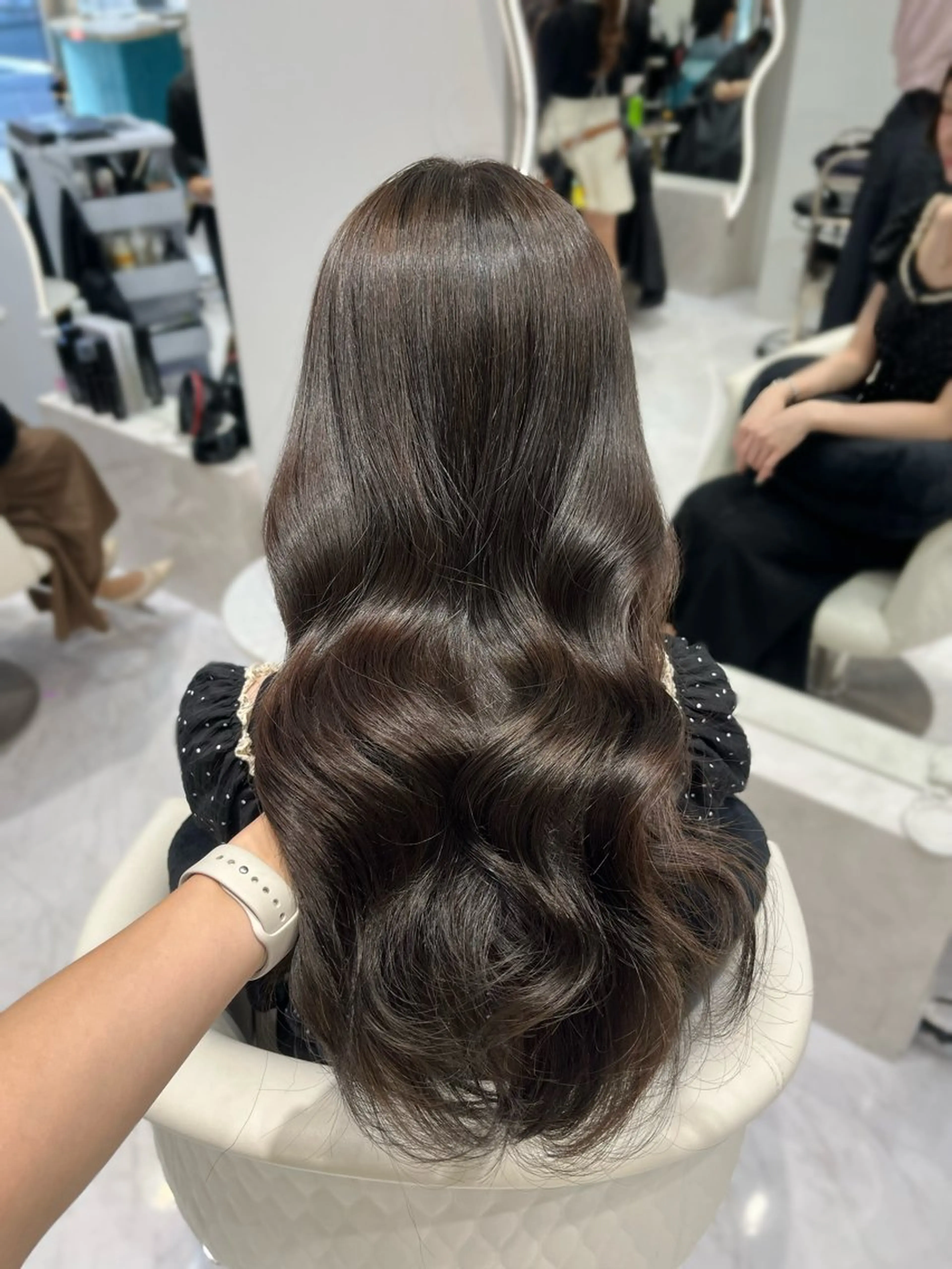 ロング カラー 透明感カラー オレンジ カット ヘアカラー トリートメント 名駅/大人韓国ヘア 艶カラー/Rihoのヘアスタイル