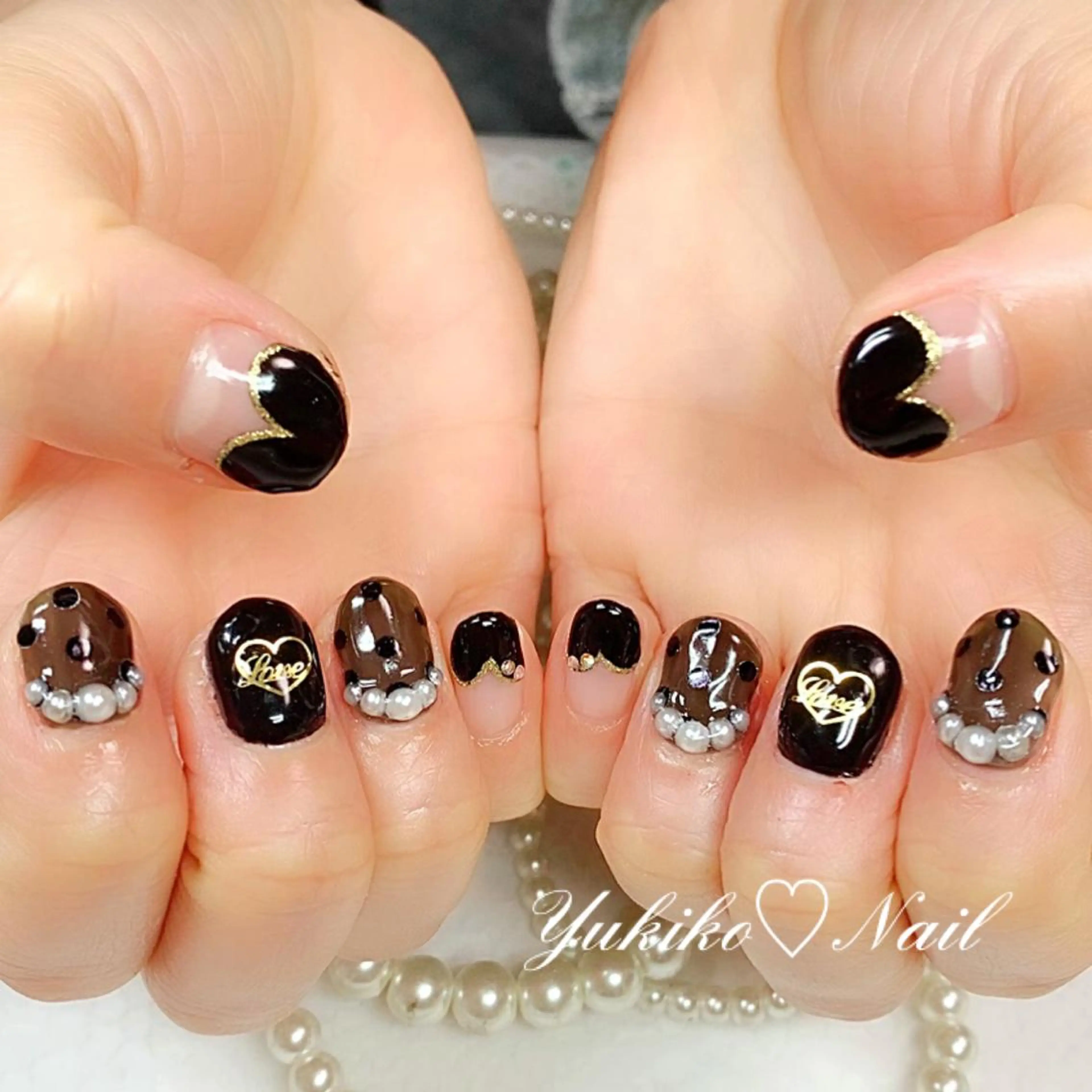 ネイル フレンチネイル ハート ハンドネイル ユキコ ネイルのネイルデザイン